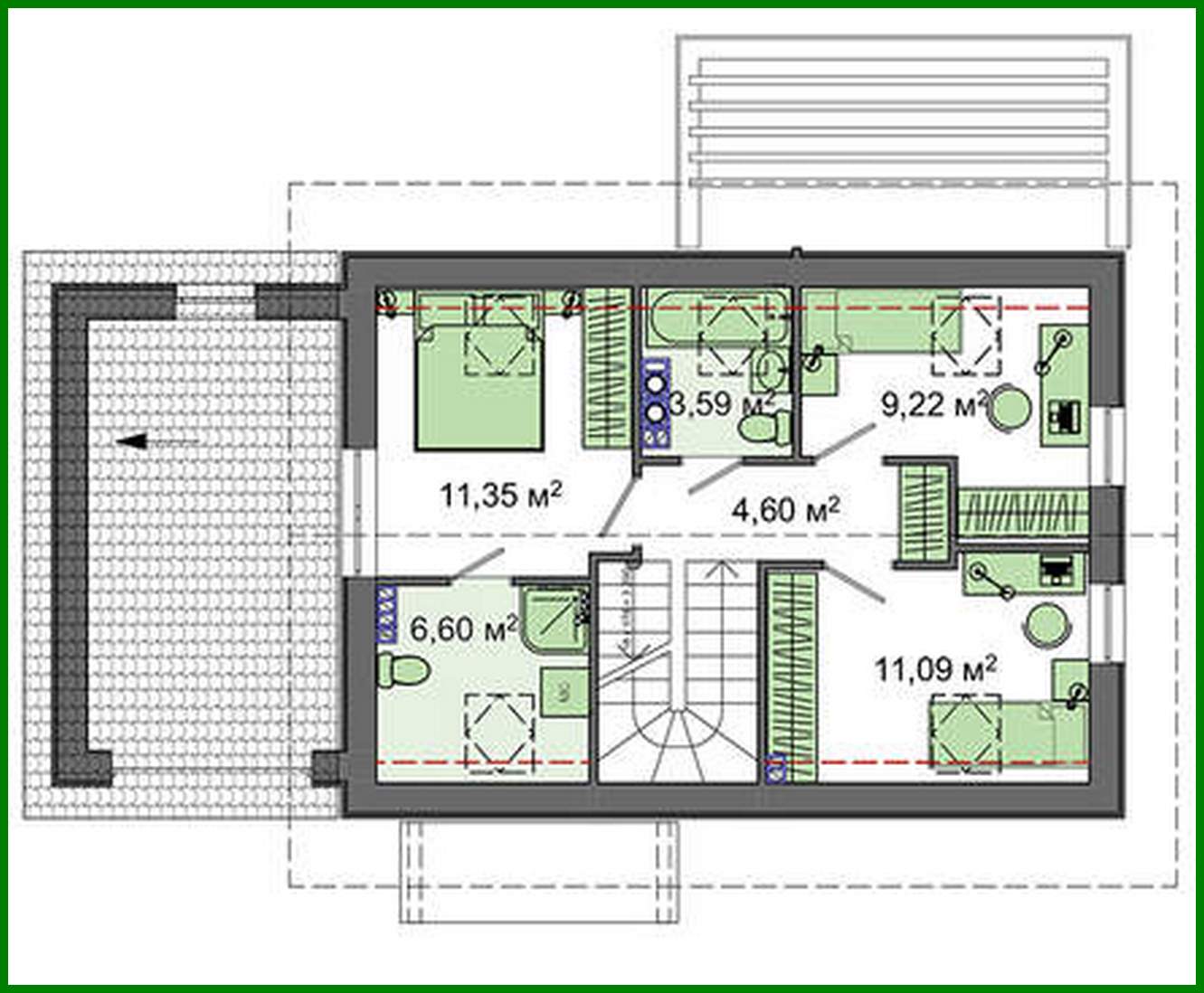 Visualization gallery - A project of a small neat cottage with a garage and an attic