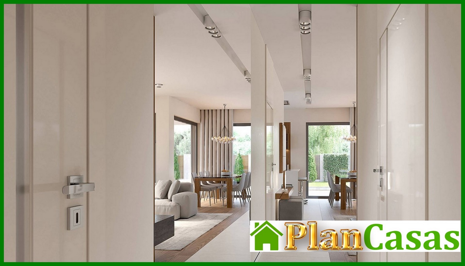 Visualization gallery - Modern one-story mansion with a garage for two cars