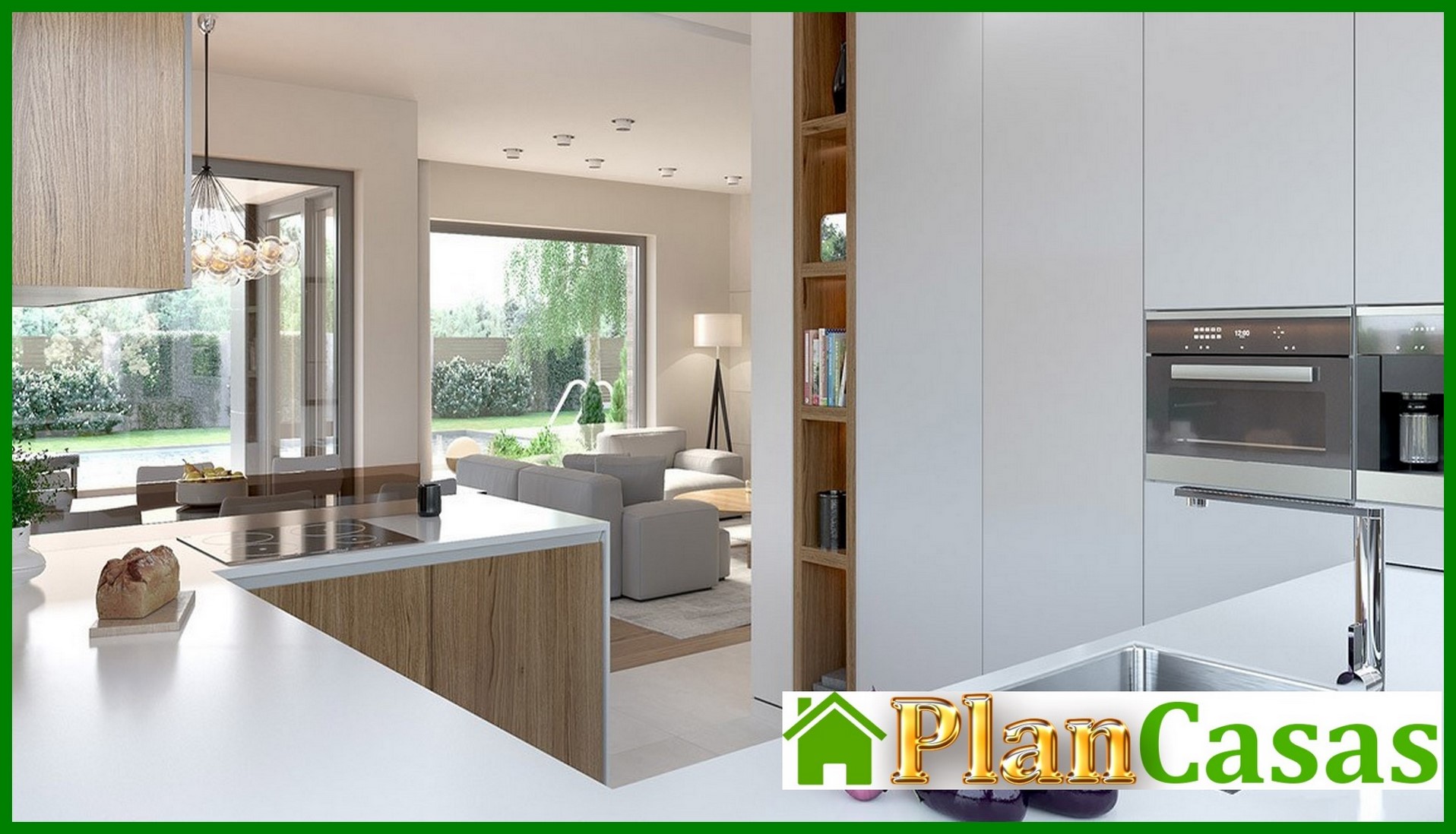 Visualization gallery - Modern one-story mansion with a garage for two cars