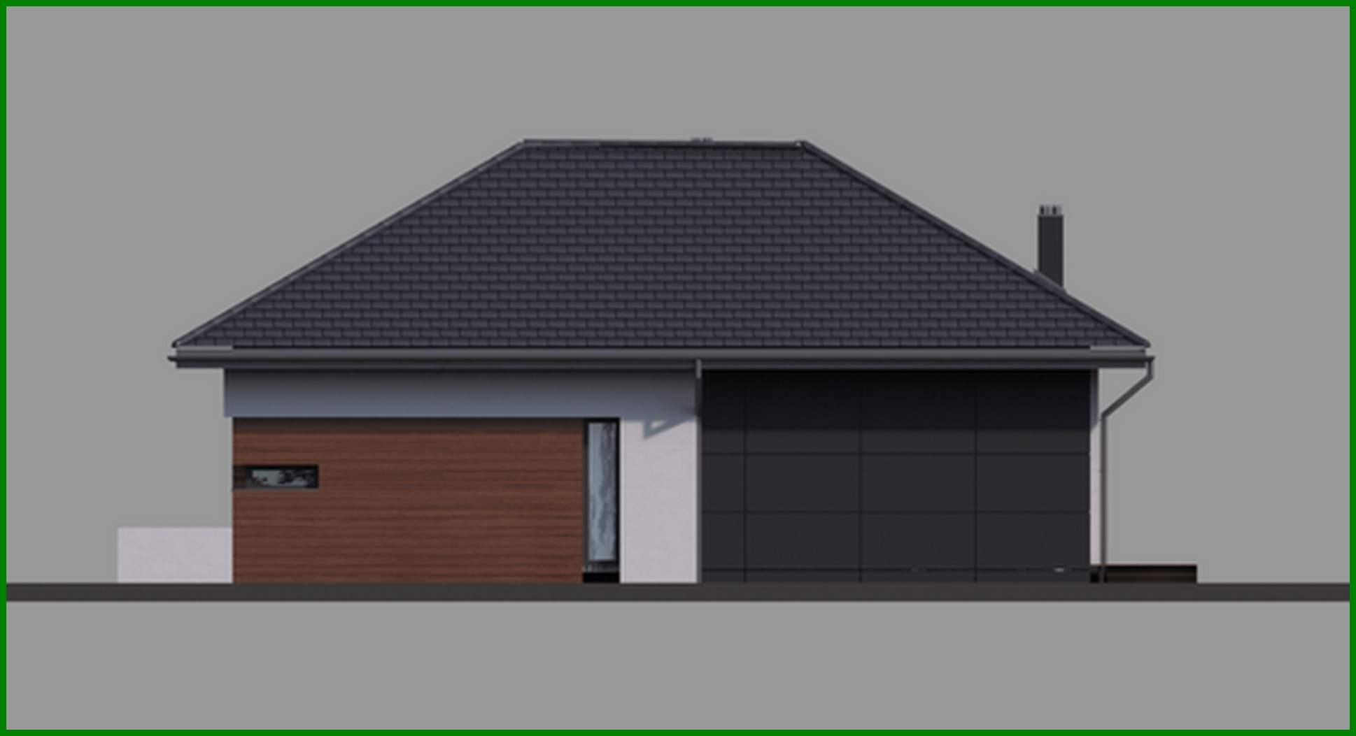 Visualization gallery - Modern one-story mansion with a garage for two cars