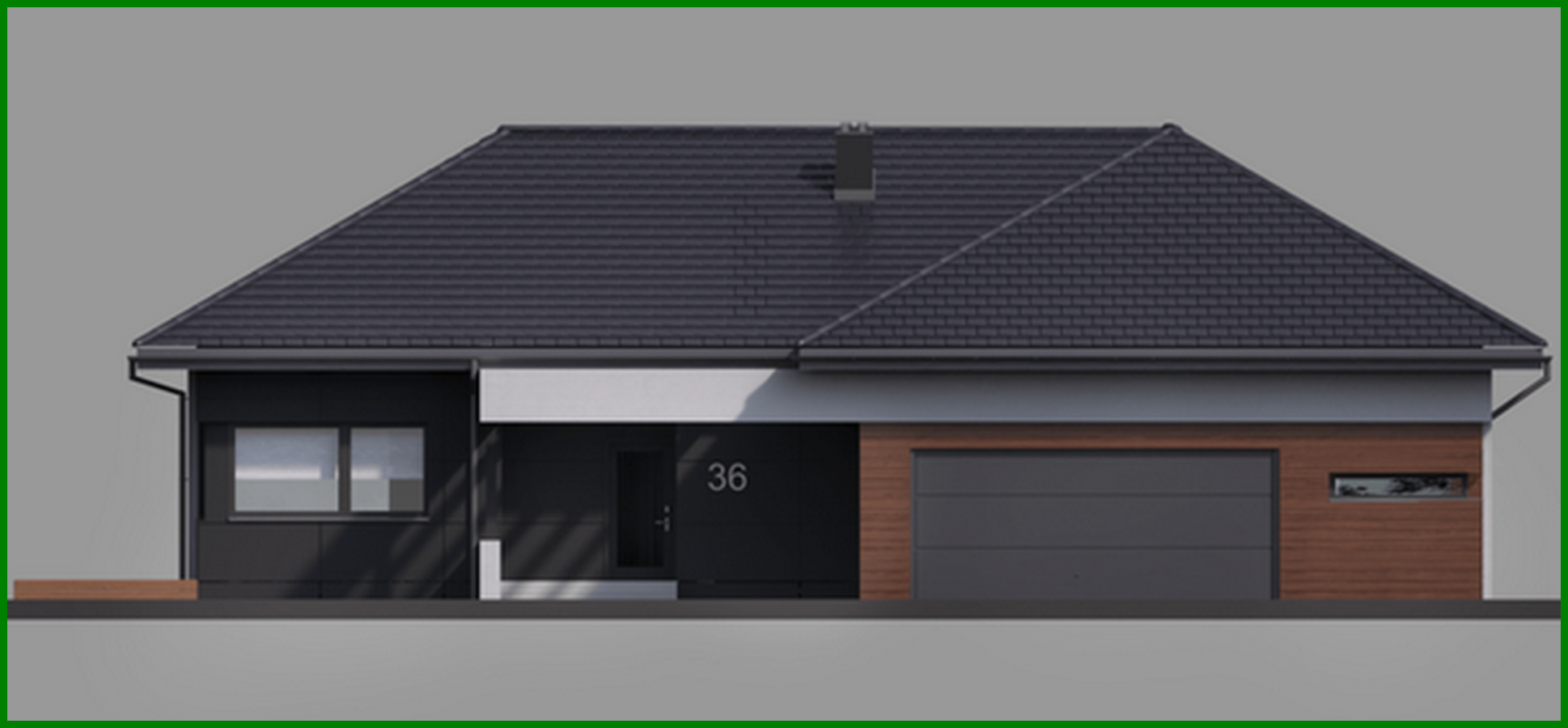 Visualization gallery - Modern one-story mansion with a garage for two cars