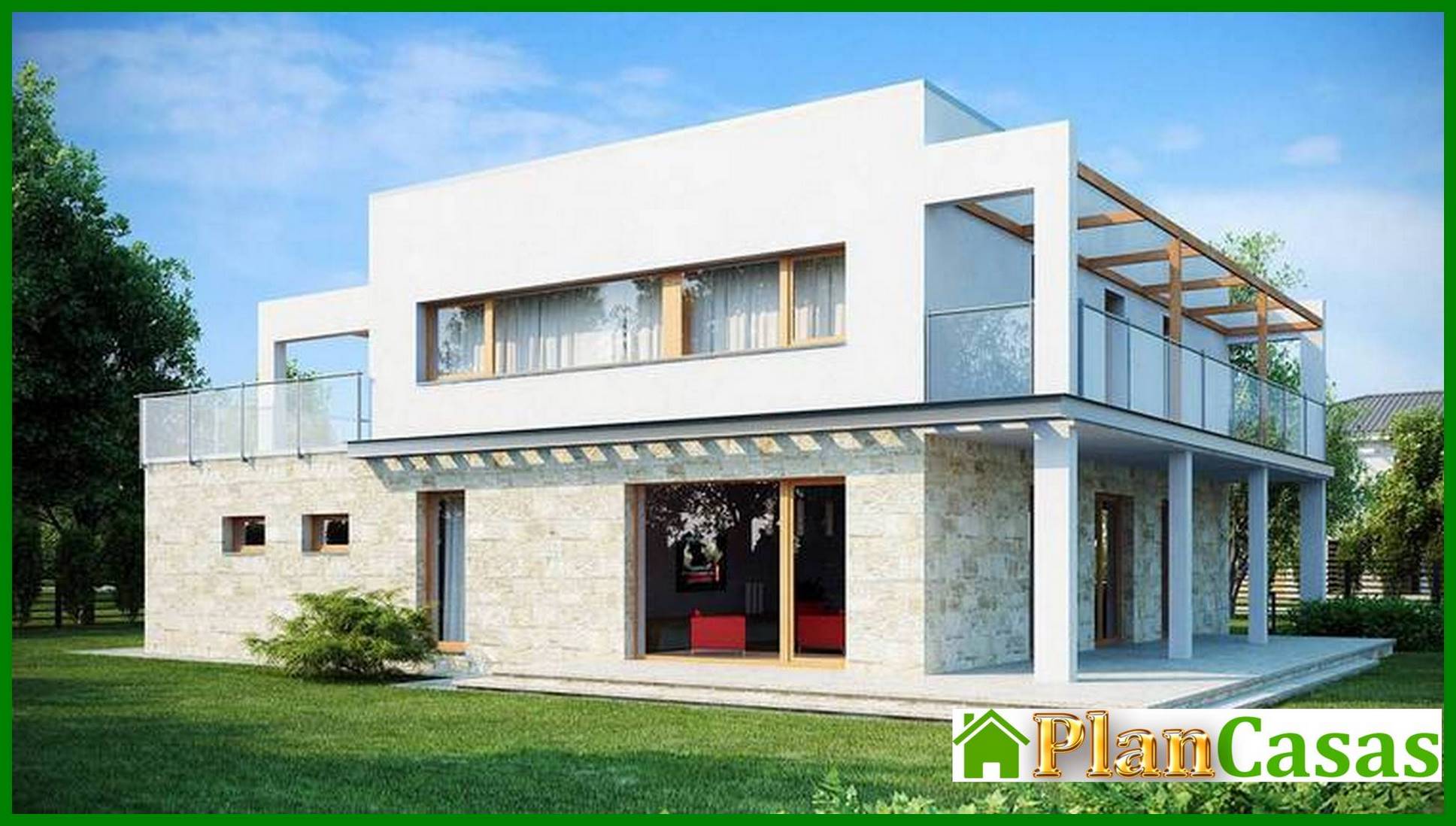 Visualization gallery - Project of a two-storey modern cottage with a terrace and a garage