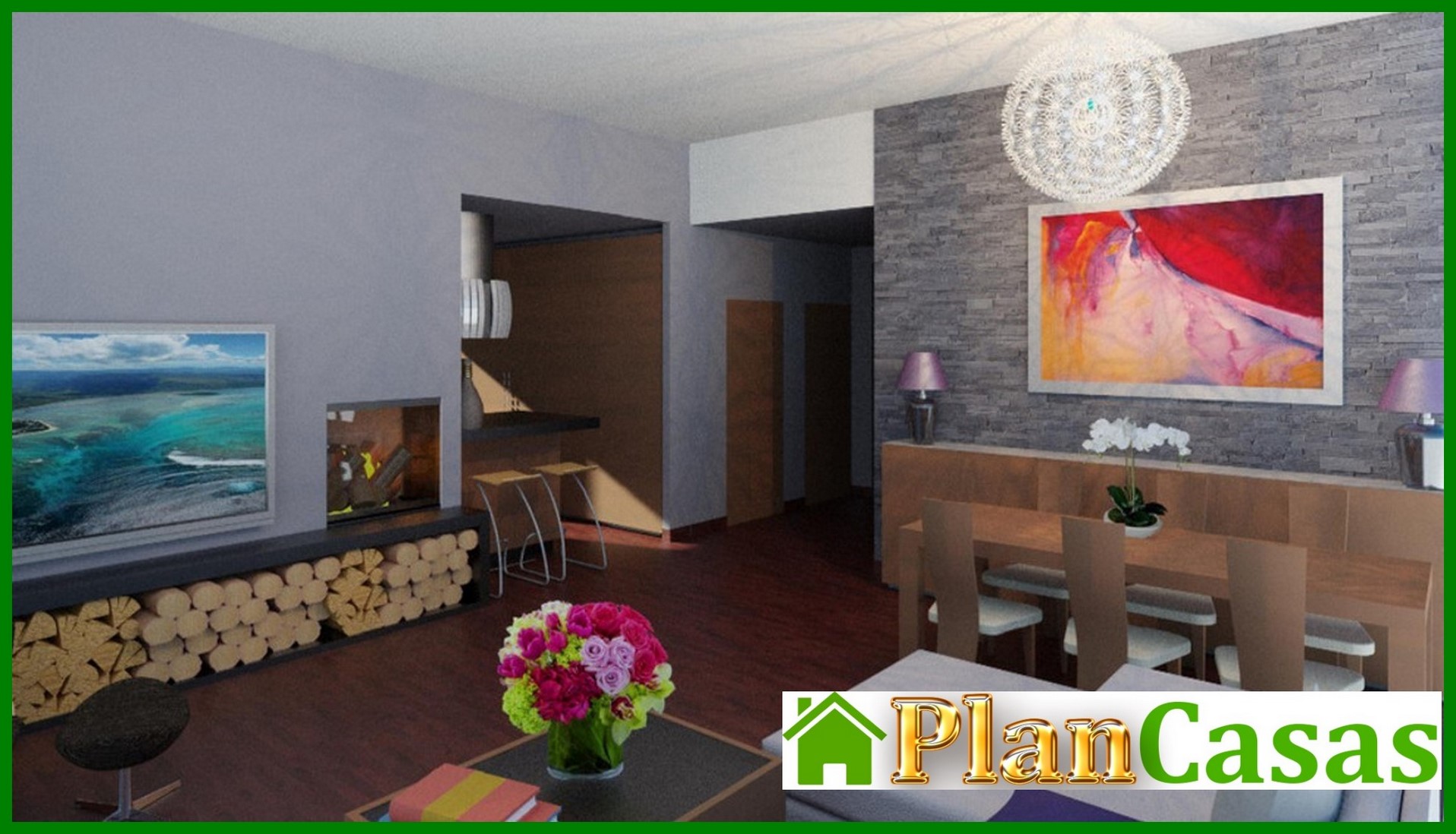 Visualization gallery - One-story apartment building with a spacious living room