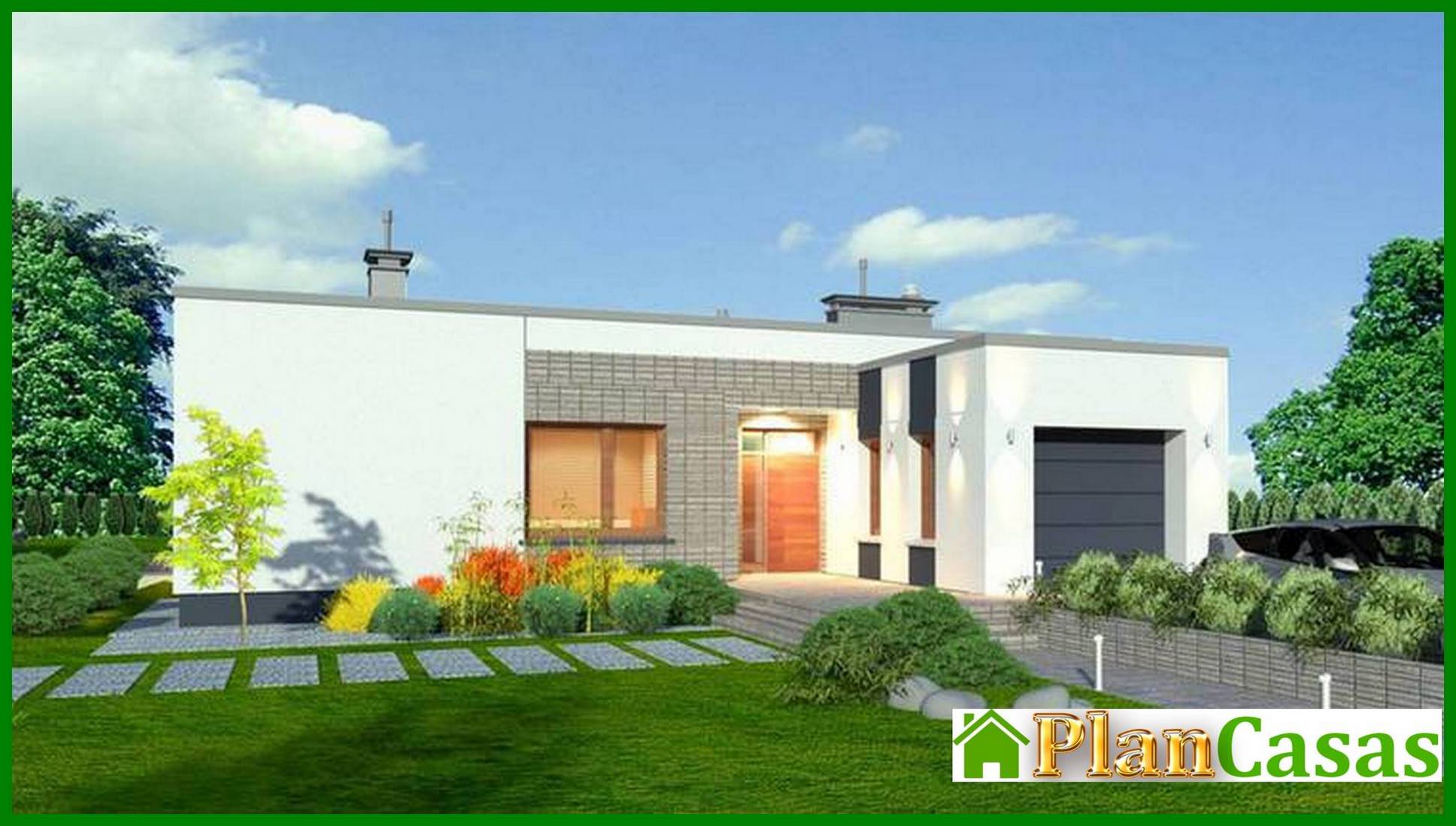 One-story apartment building with a spacious living room house plan