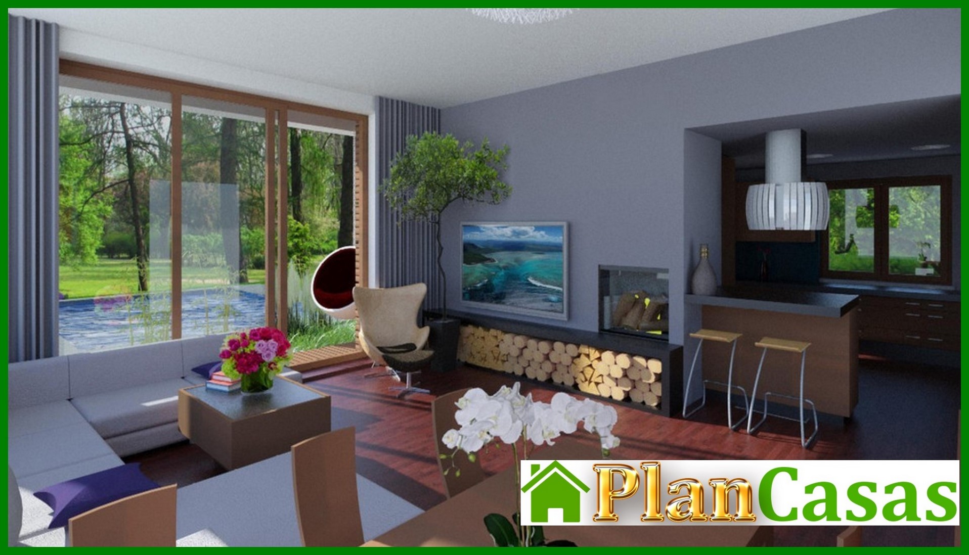 Visualization gallery - One-story apartment building with a spacious living room