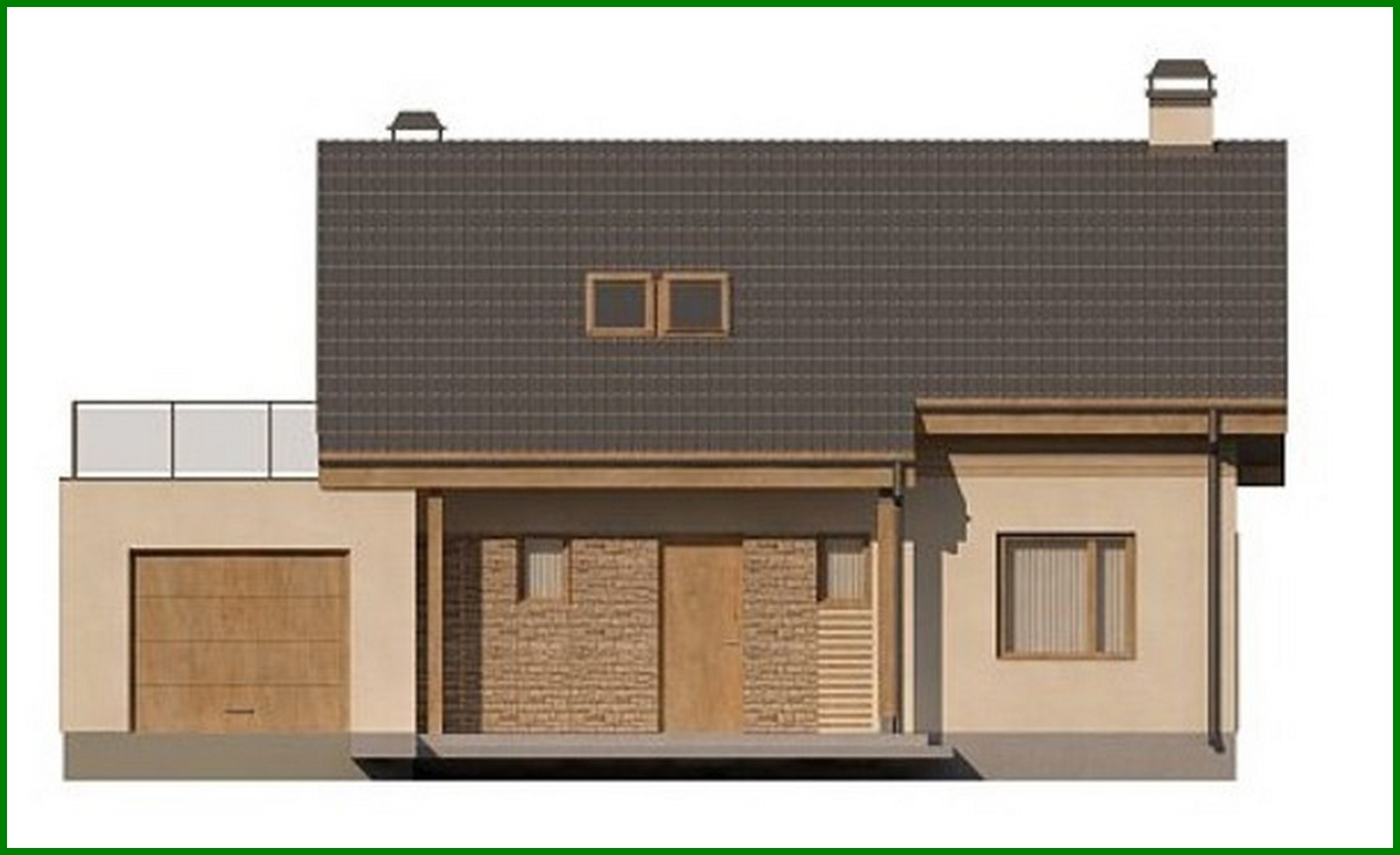 Visualization gallery - Project of a cottage with an attic with a garage for one car