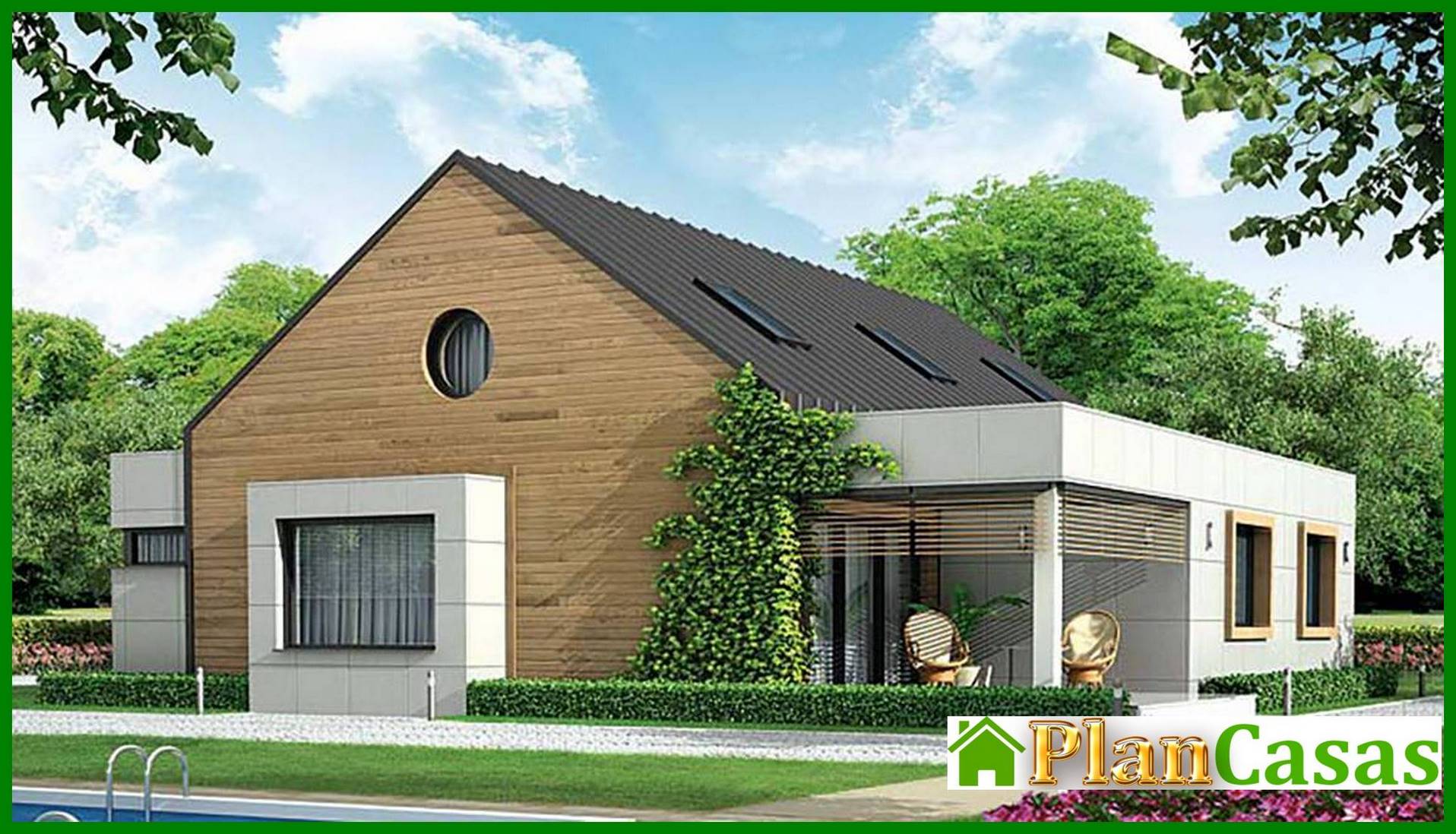 Scheme of an attractive residential building with a garage for two cars house plan