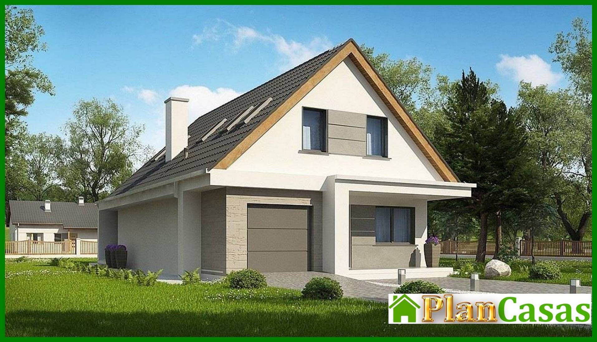 Visualization gallery - Modern project of a house with an attic for a narrow plot