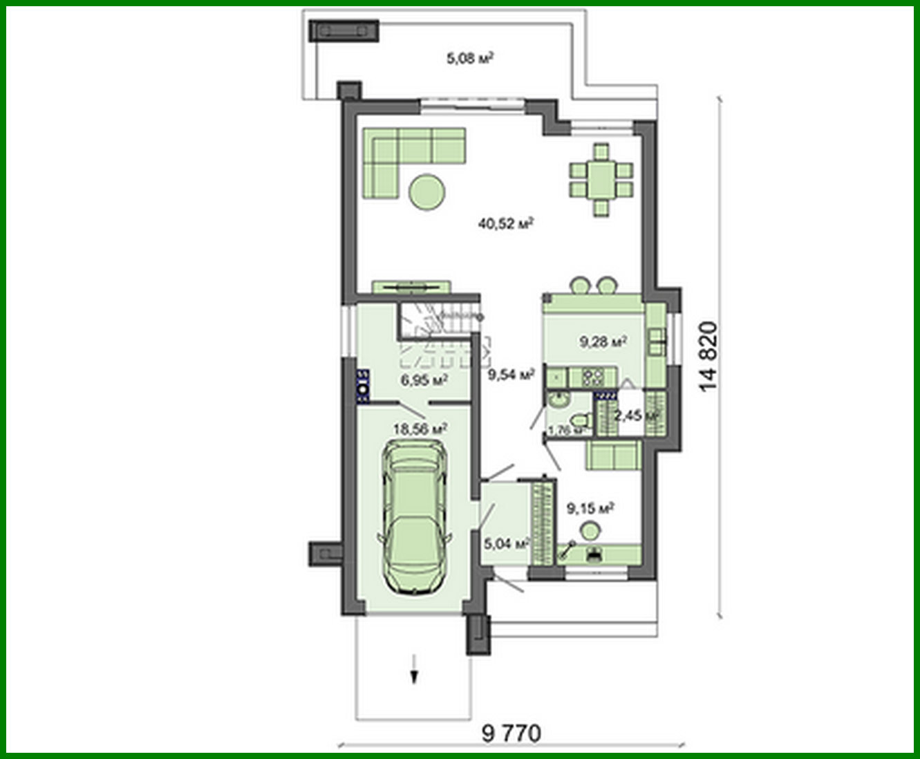 Visualization gallery - Modern project of a house with an attic for a narrow plot