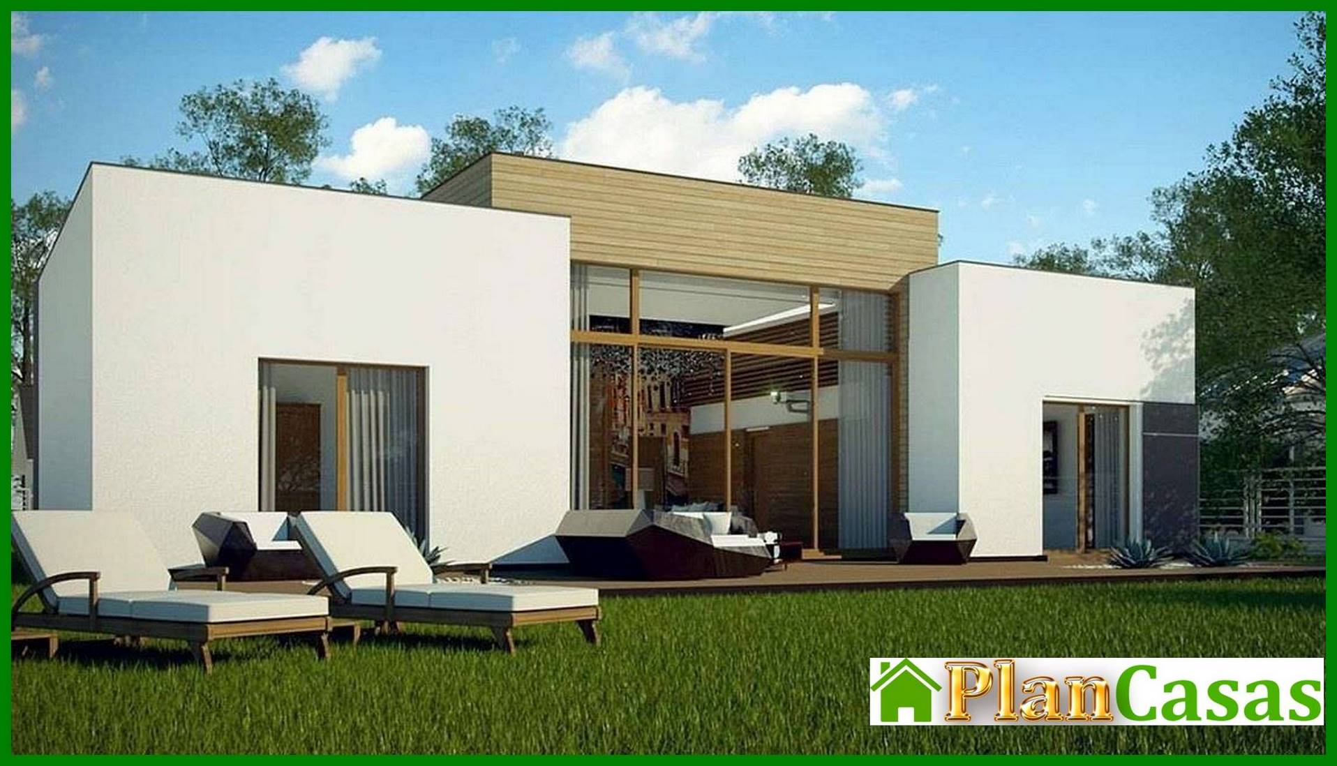Project of a modern house with a spacious living room house plan