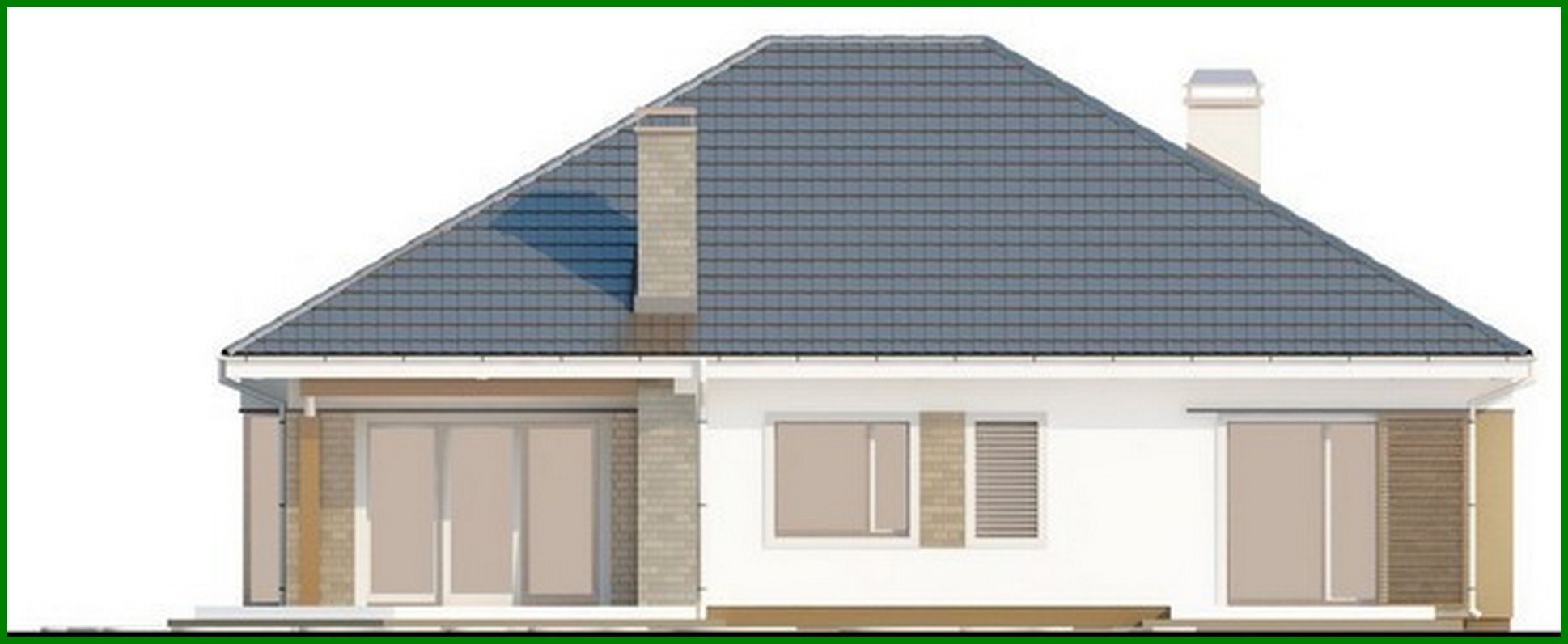 Visualization gallery - One-storey cottage project with a garage and 4 comfortable bedrooms
