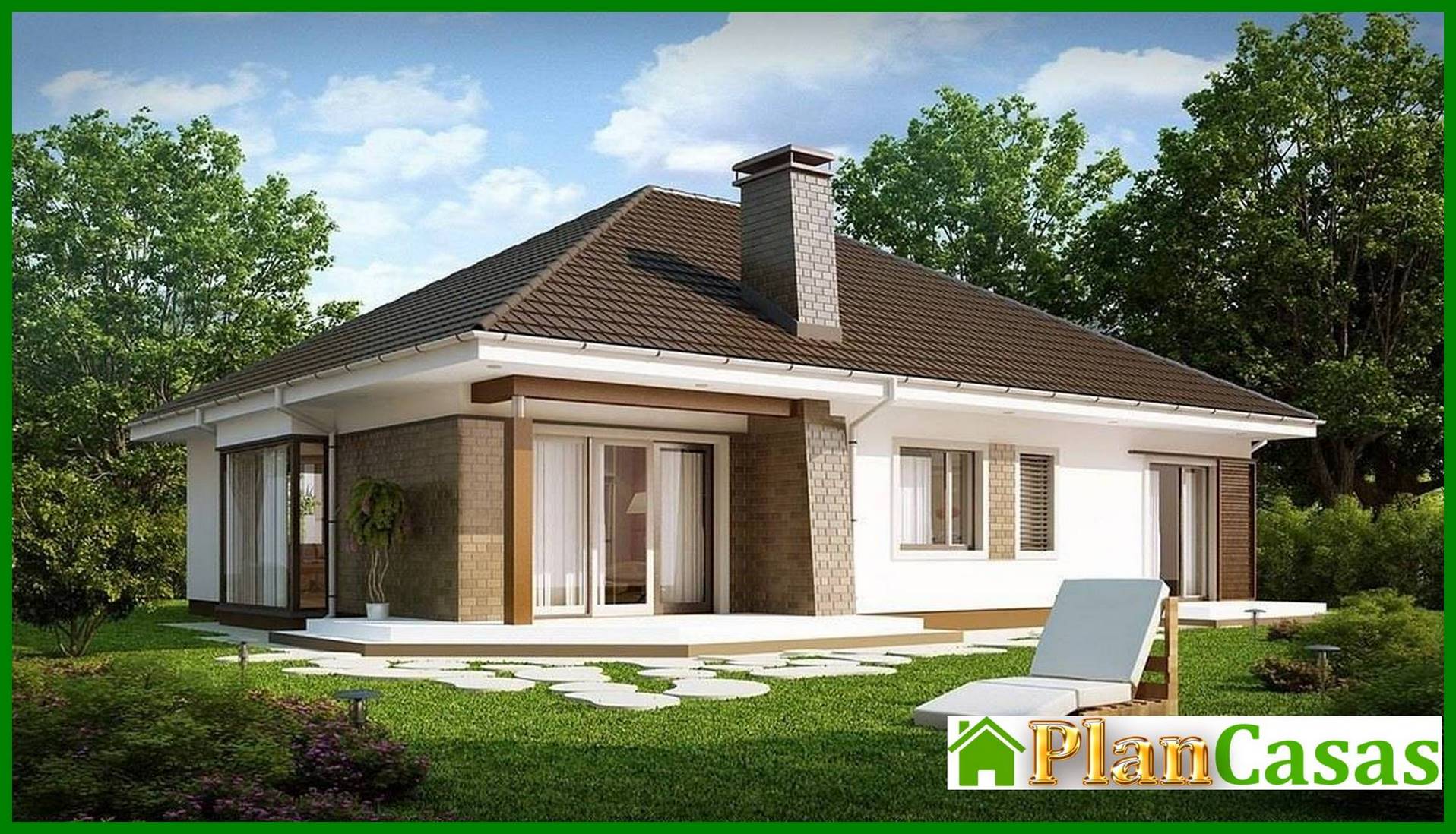 Visualization gallery - One-storey cottage project with a garage and 4 comfortable bedrooms