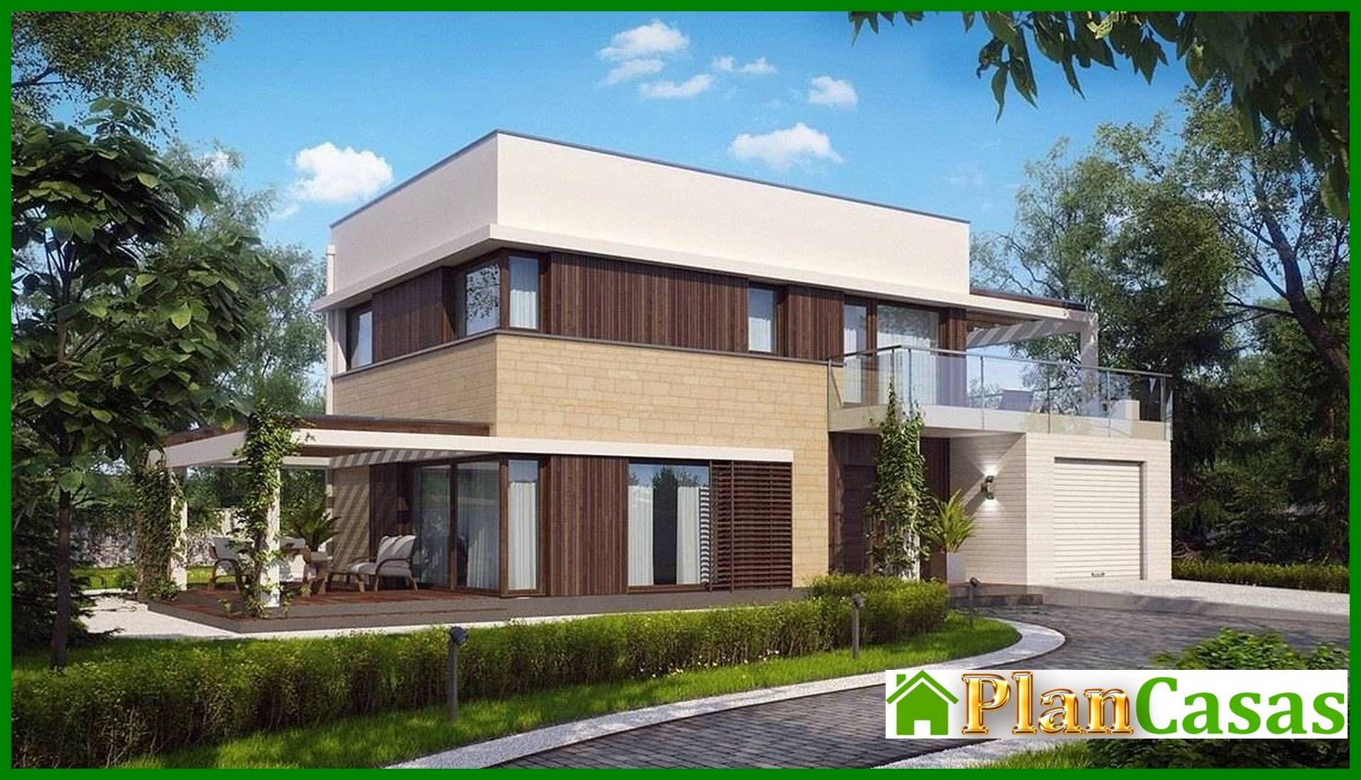 Visualization gallery - Project of a modern house with a frontal living room