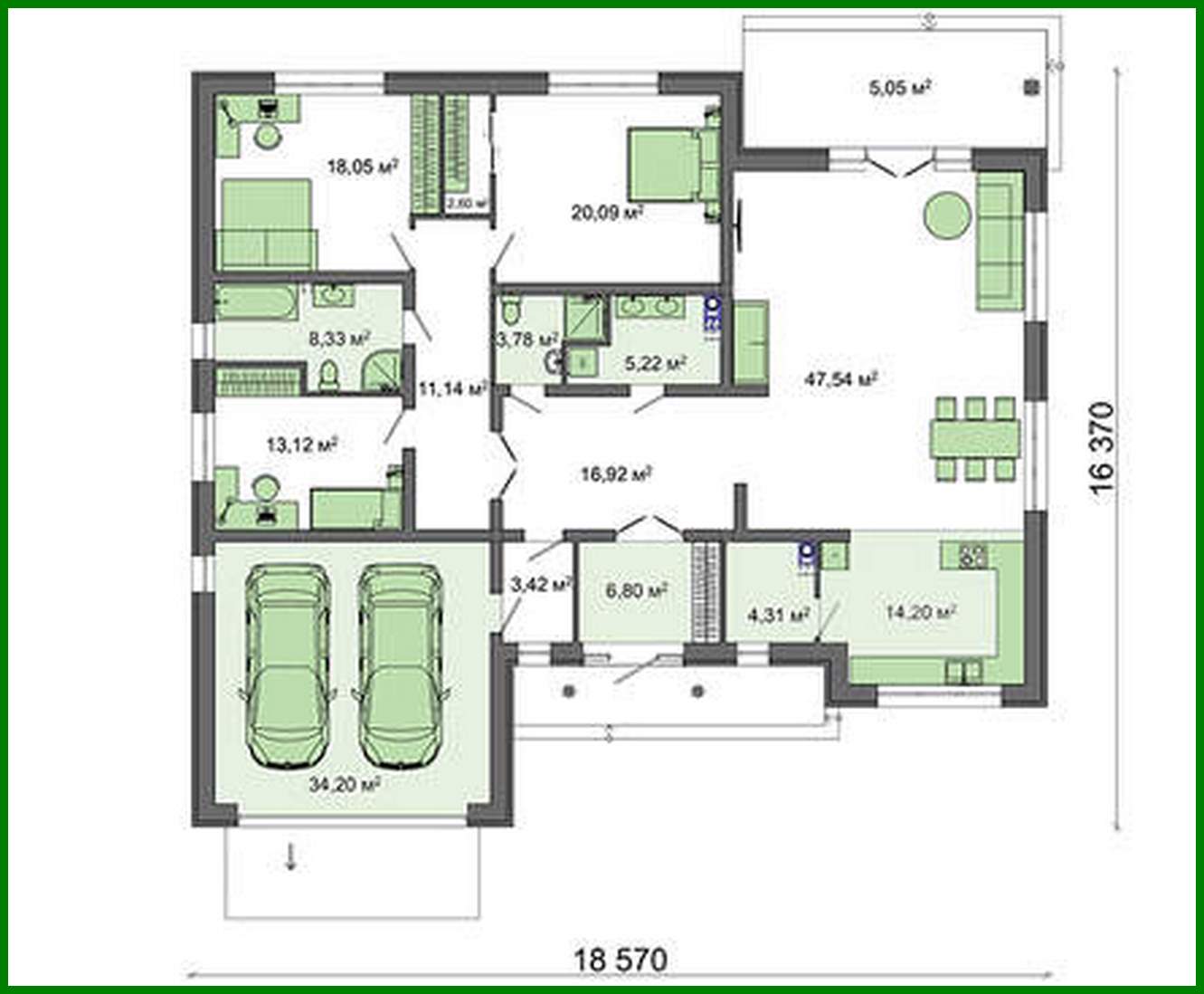Visualization gallery - House project with frontal garage for two cars