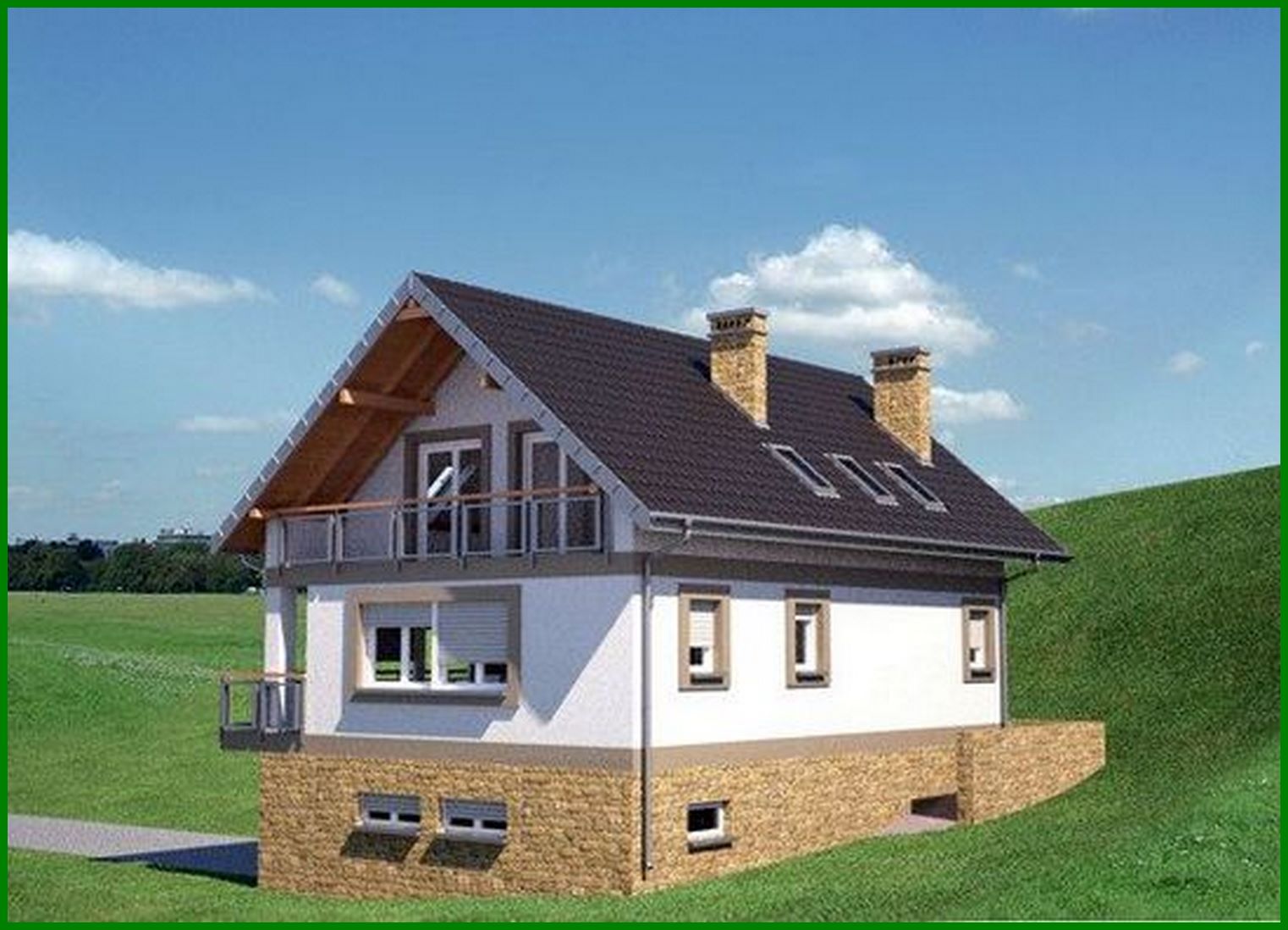 Visualization gallery - House project with a garage for two cars in the basement