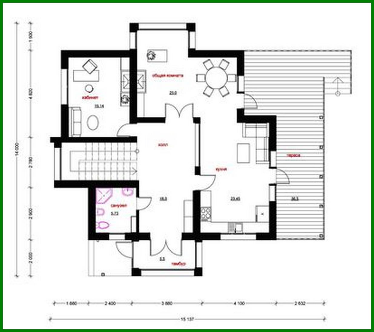 Visualization gallery - Two-storey bright house with an unusual roof