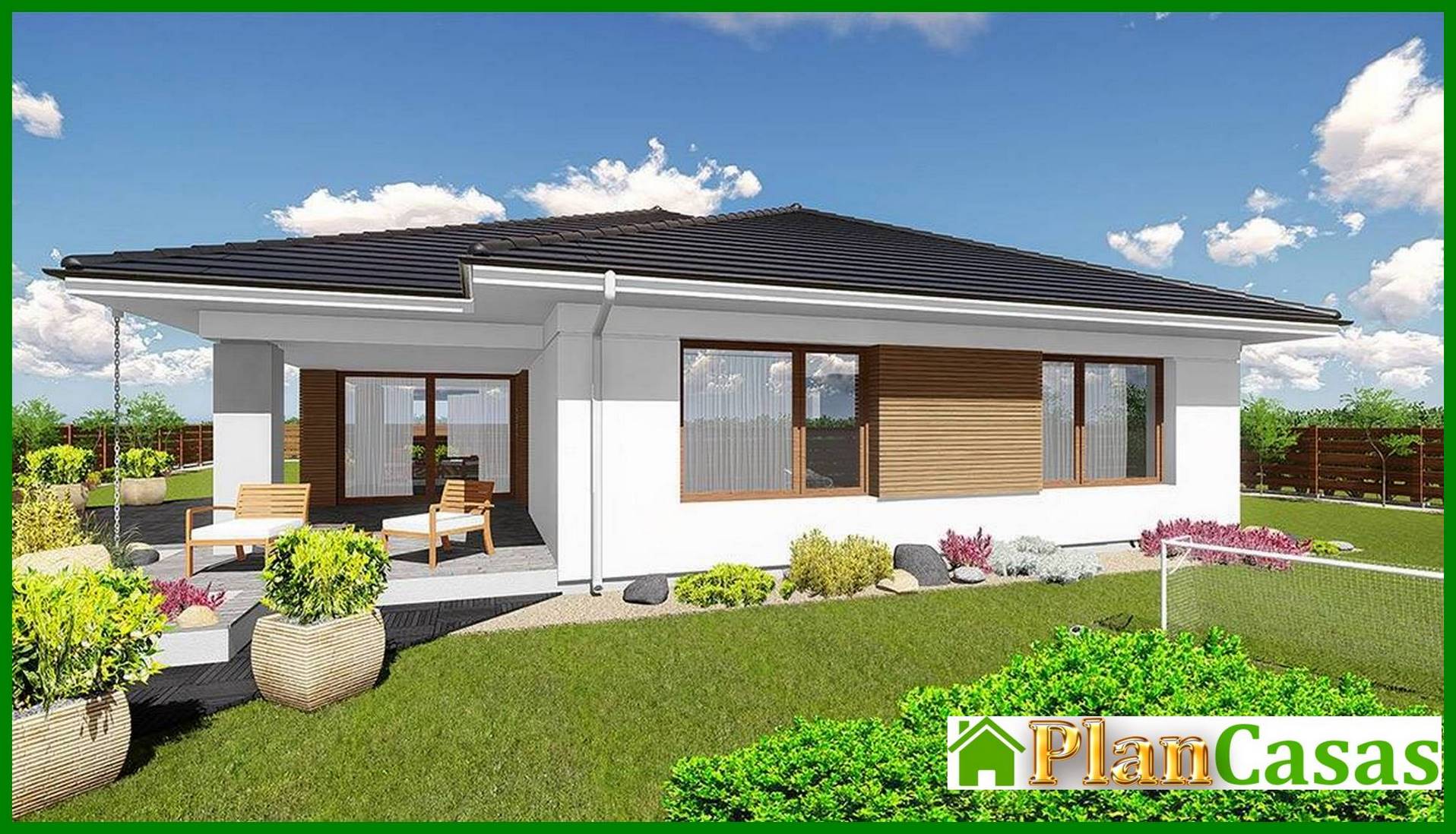 Visualization gallery - Spacious one-story residential building with a living room in the center