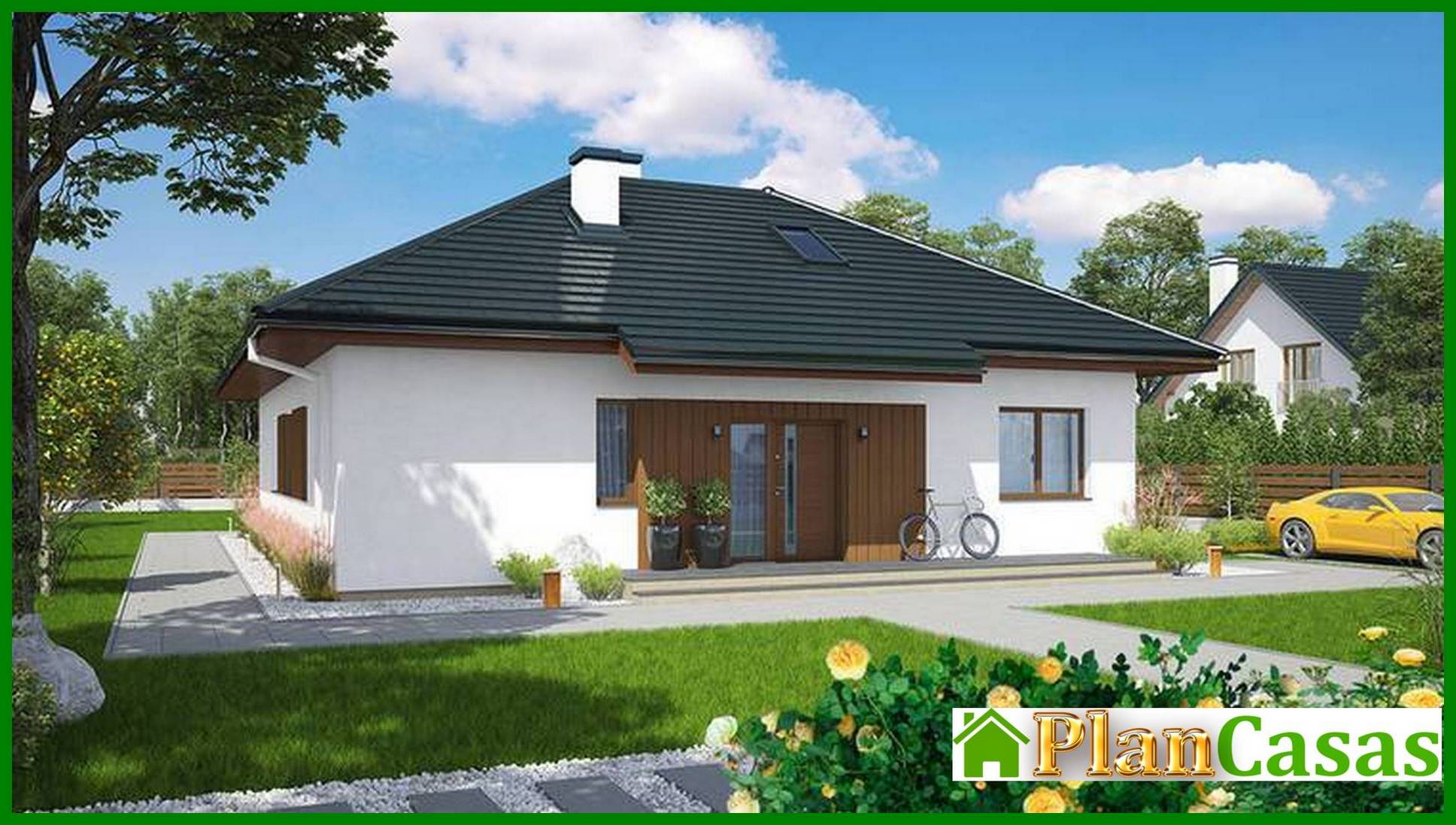 Presentable residential house with a semi-closed veranda house plan