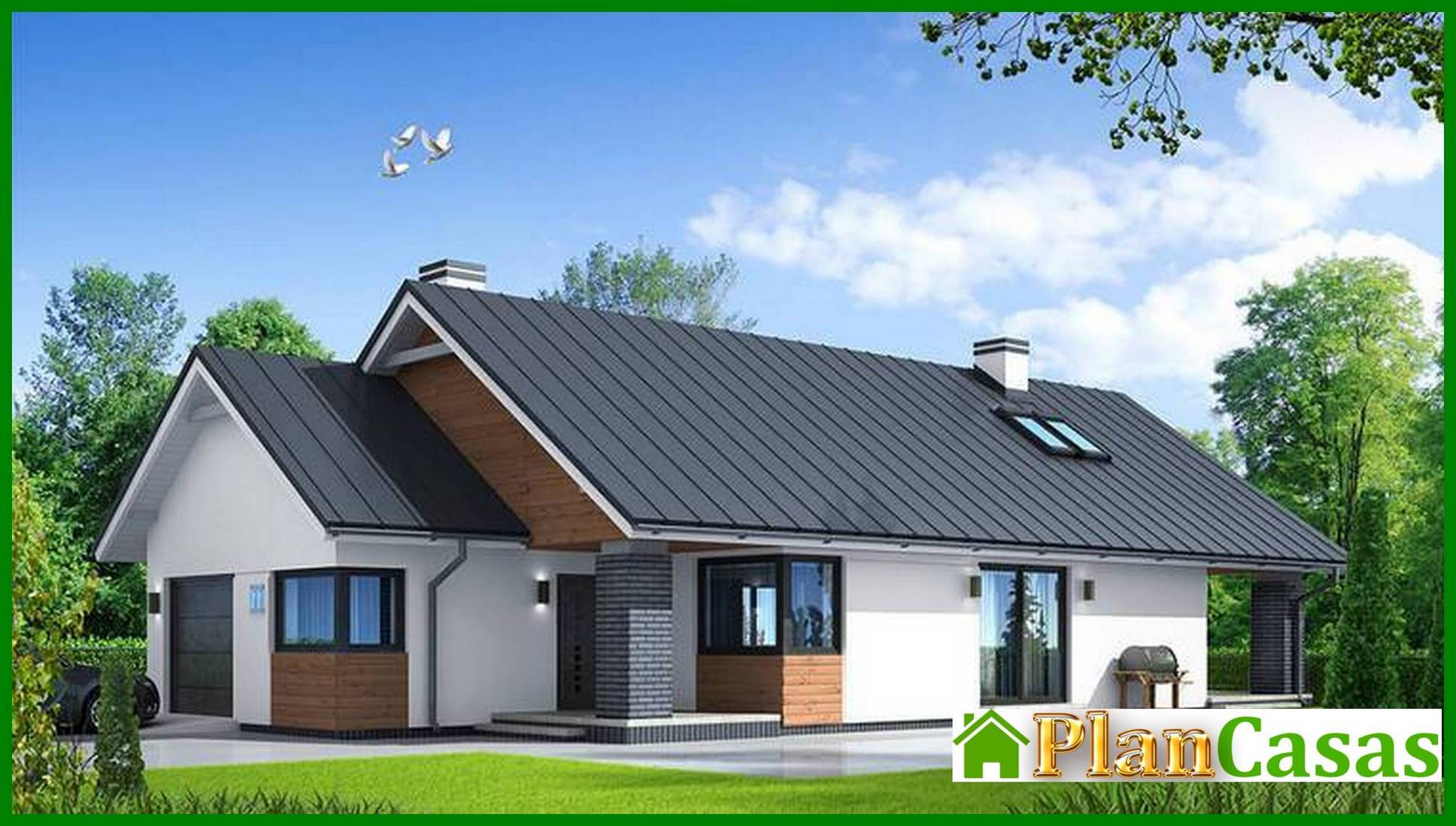 Stylish two-story country house with a garage house plan