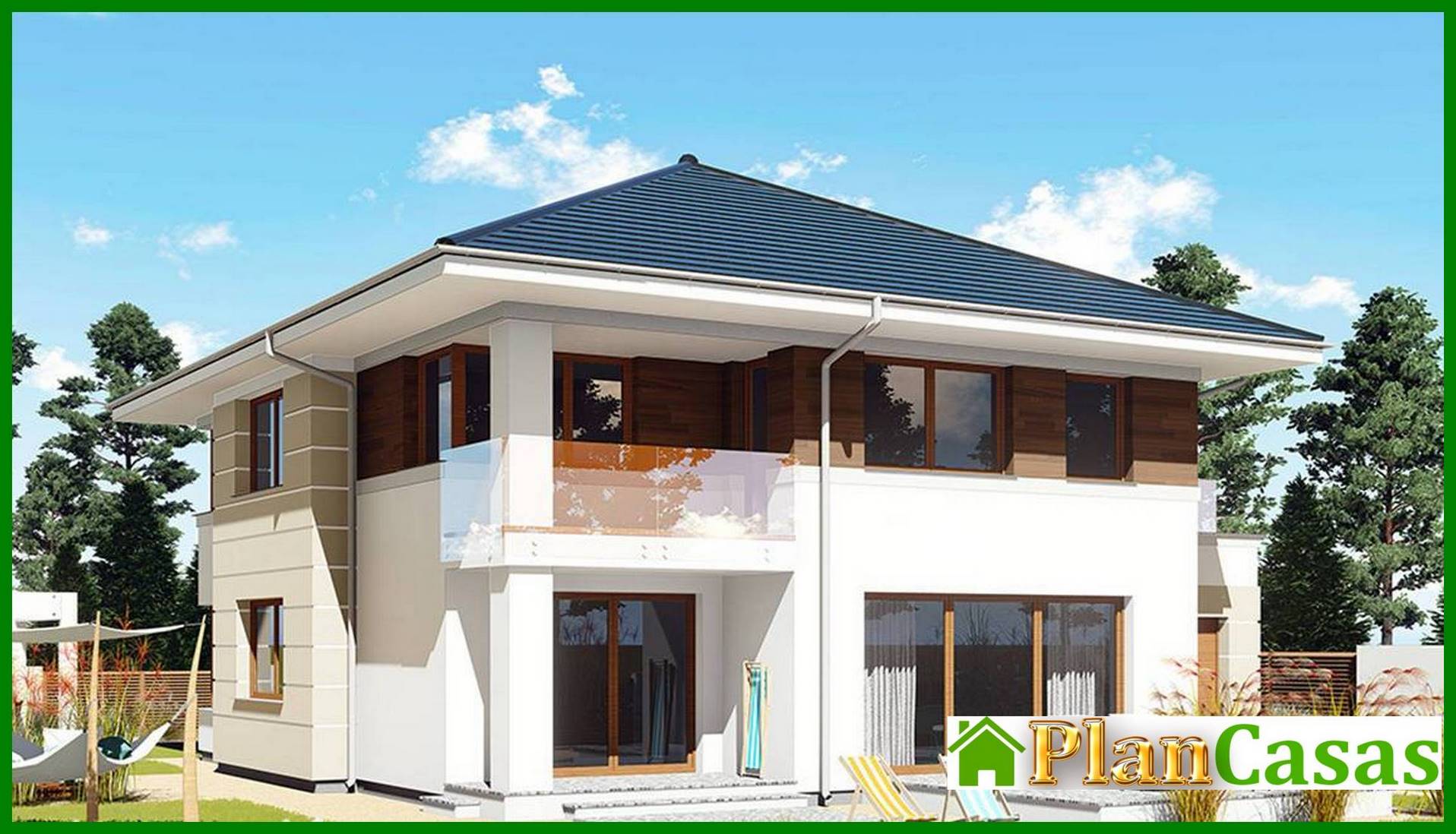 Magnificent five-bedroom mansion with a spacious terrace on the second floor house plan