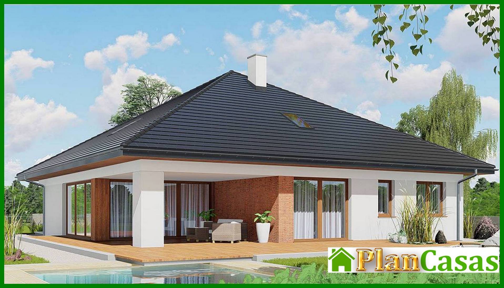 Visualization gallery - Attractive one-story country house with a garage