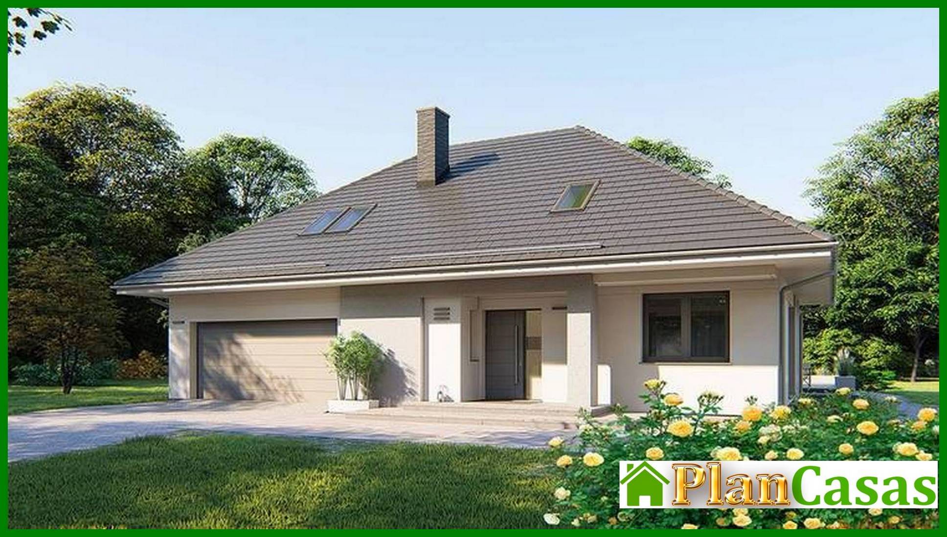 Five-bedroom apartment building with a spacious garage house plan