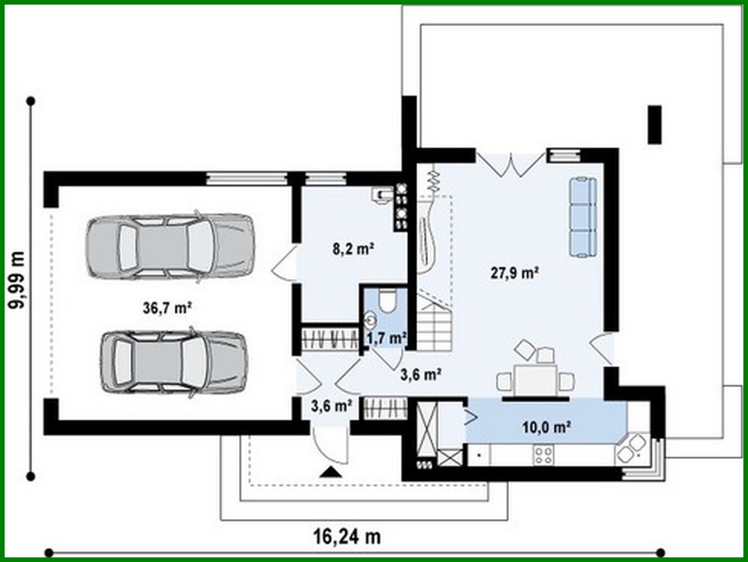 Visualization gallery - The project of a two-story modernist house with a terrace above the garage