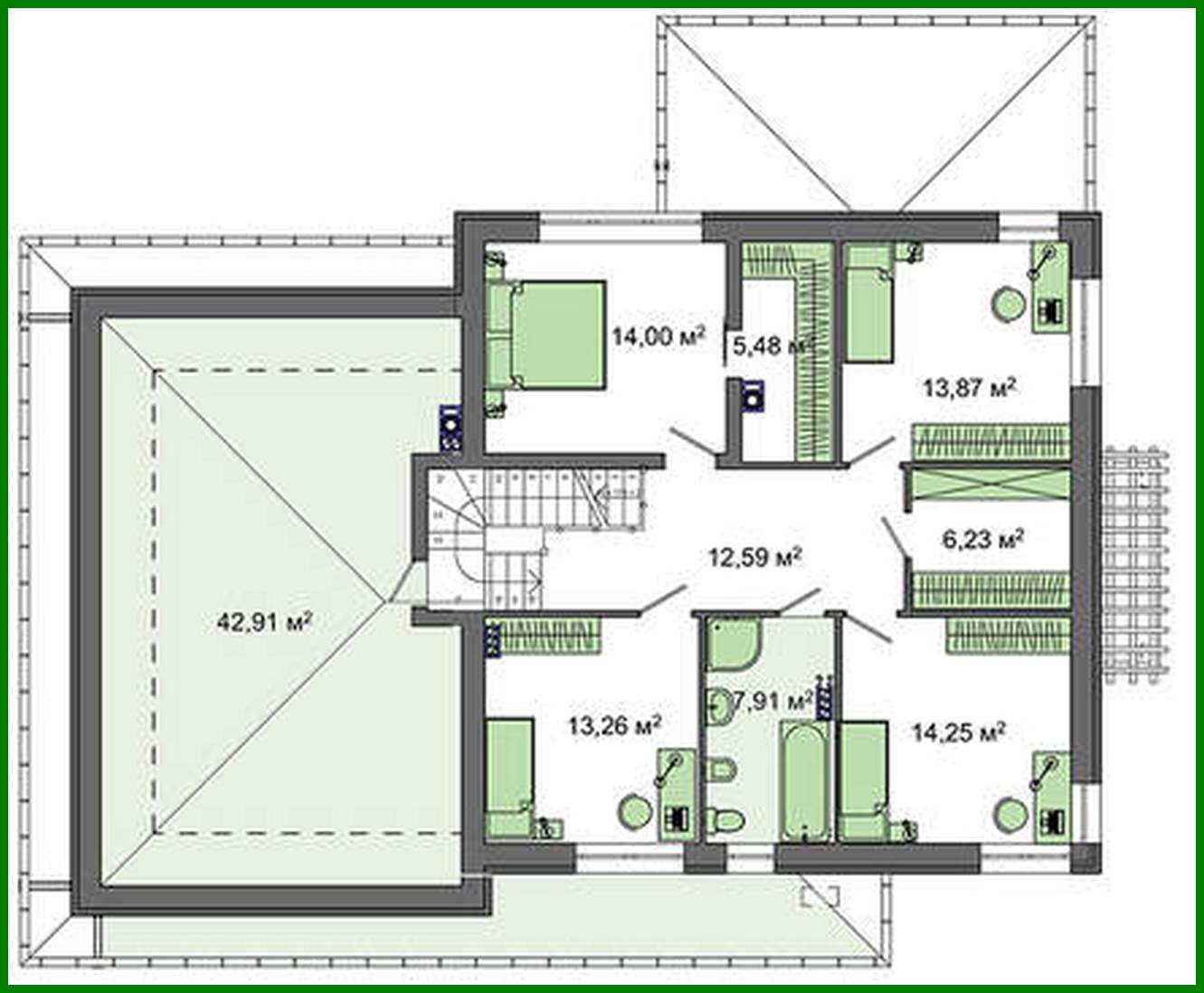 Visualization gallery - Five-bedroom townhouse with spacious garage