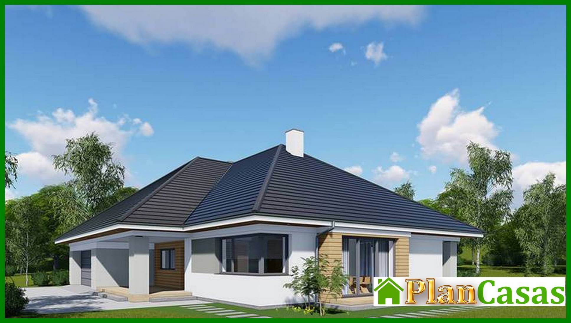 Visualization gallery - One-floor house project with four bedrooms and an office