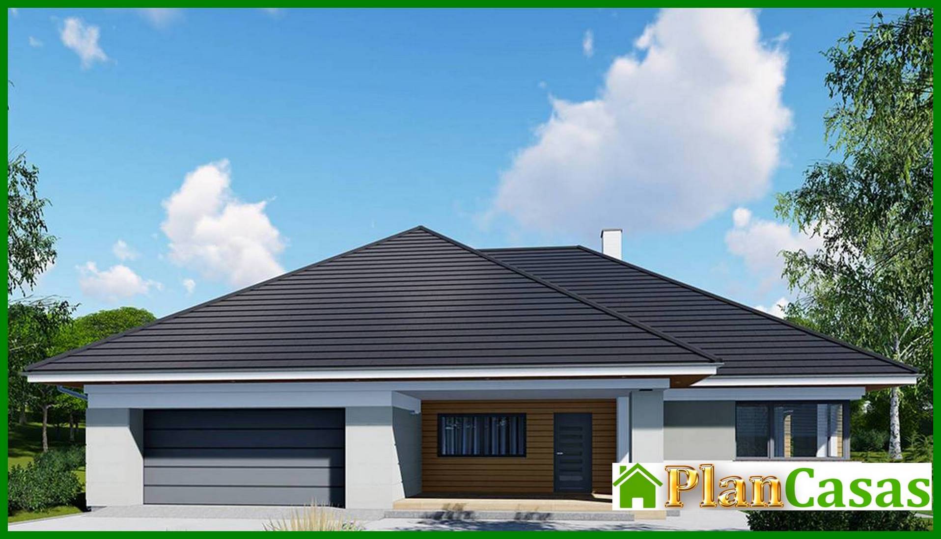 Visualization gallery - One-floor house project with four bedrooms and an office