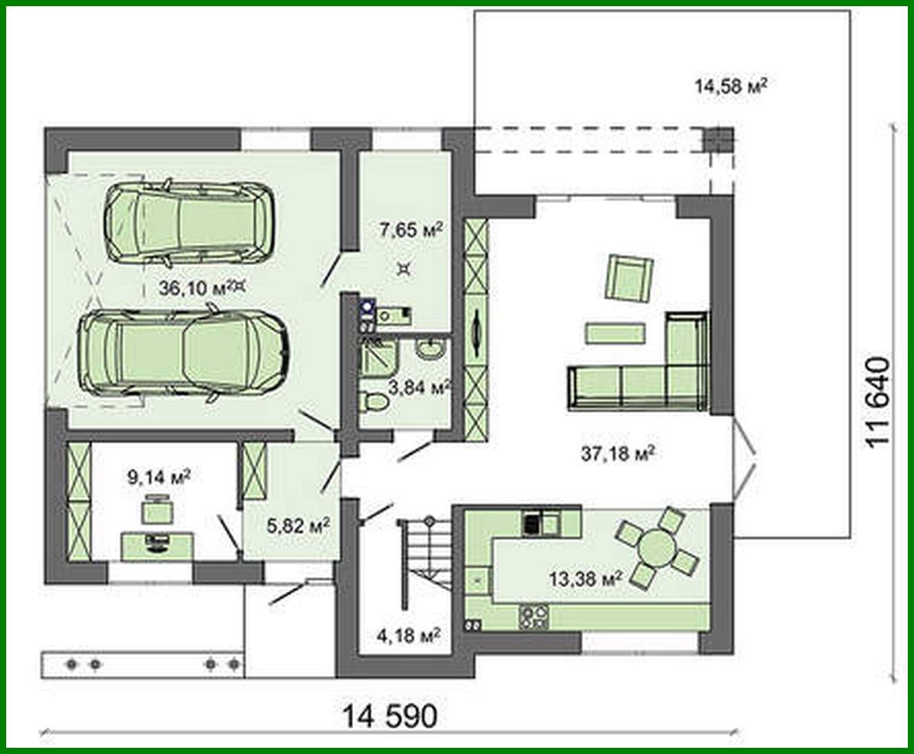 Visualization gallery - The project of a magnificent house with a luxury garage and balcony