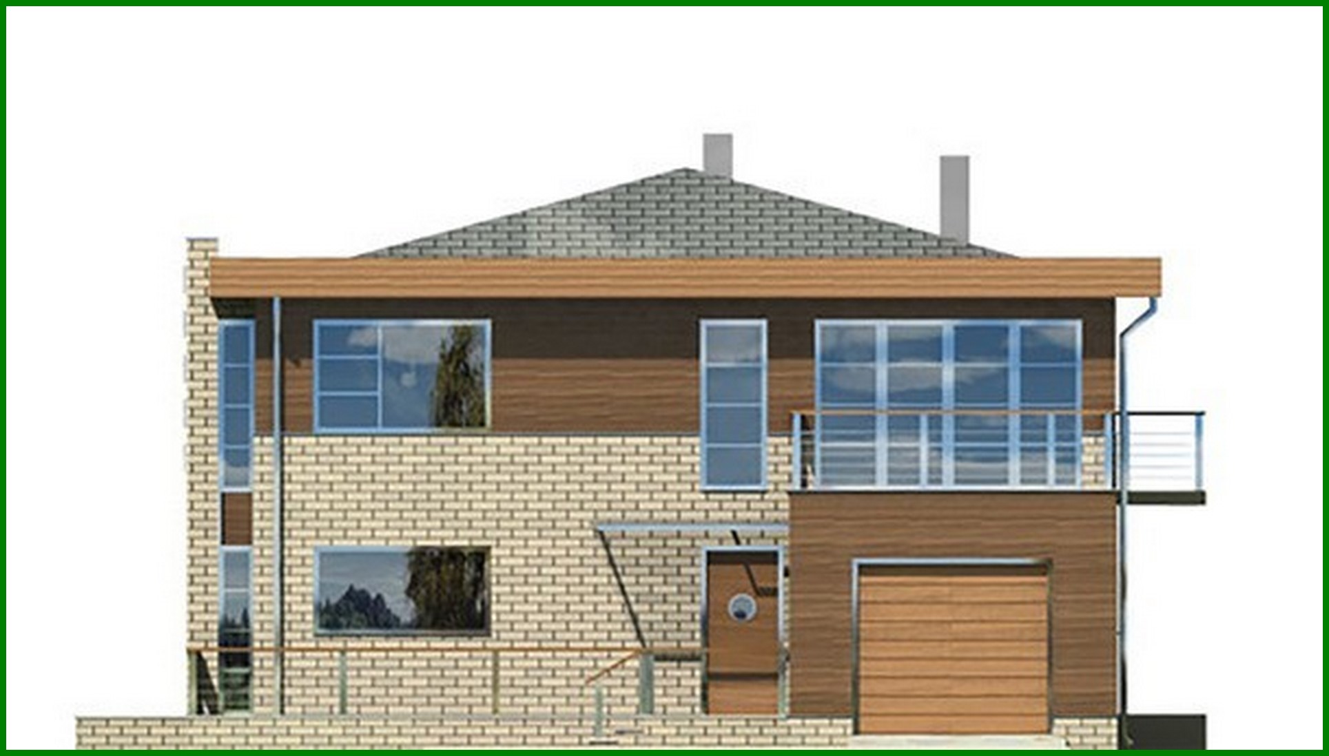 Visualization gallery - A chic house decorated with brick and wood