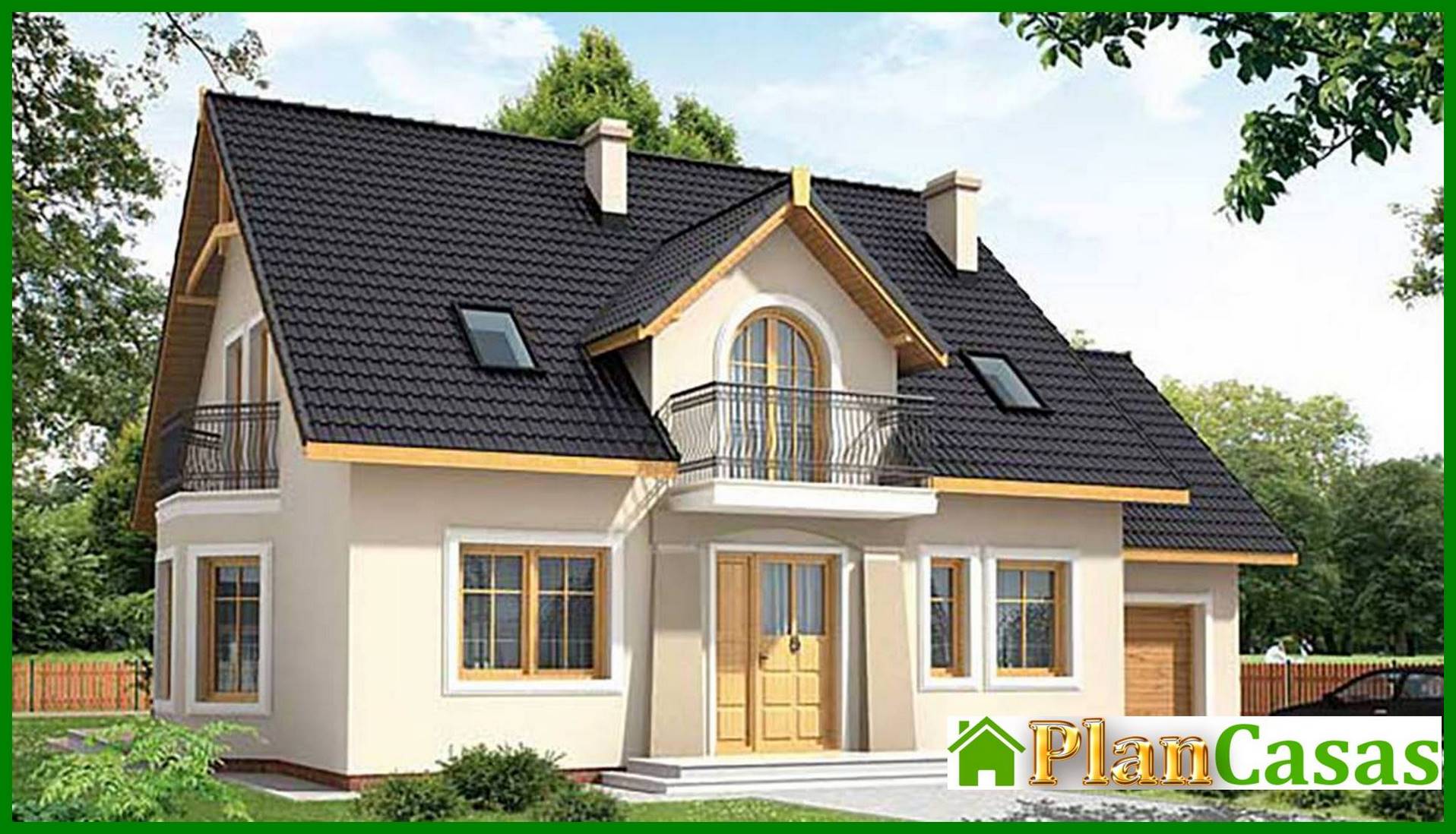 Luxury country house with bay window house plan