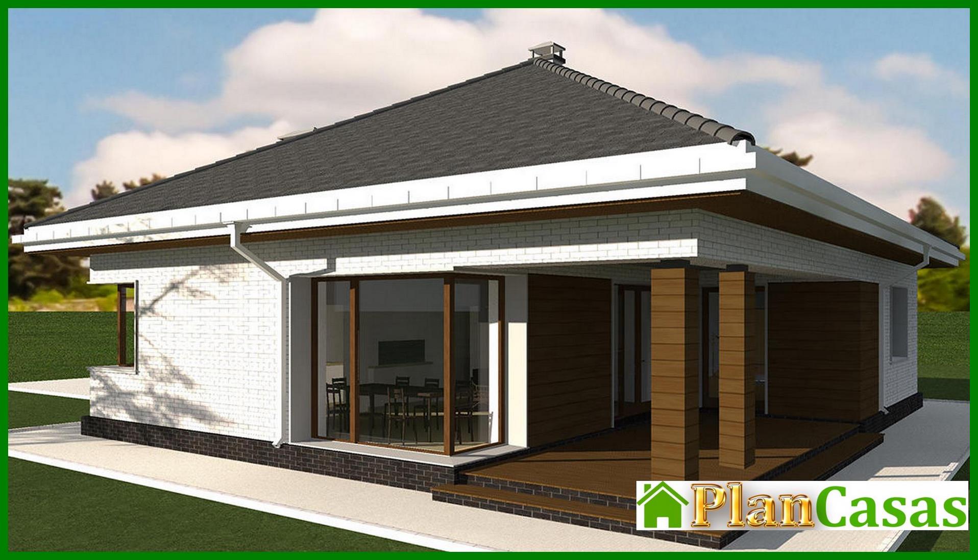 Visualization gallery - Project of a beautiful cottage decorated with bricks and two bedrooms, a large wardrobe