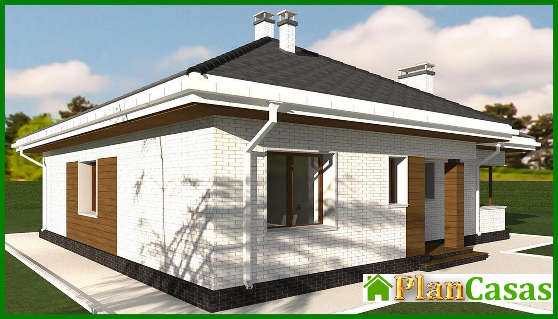 Visualization gallery - Project of a beautiful cottage decorated with bricks and two bedrooms, a large wardrobe