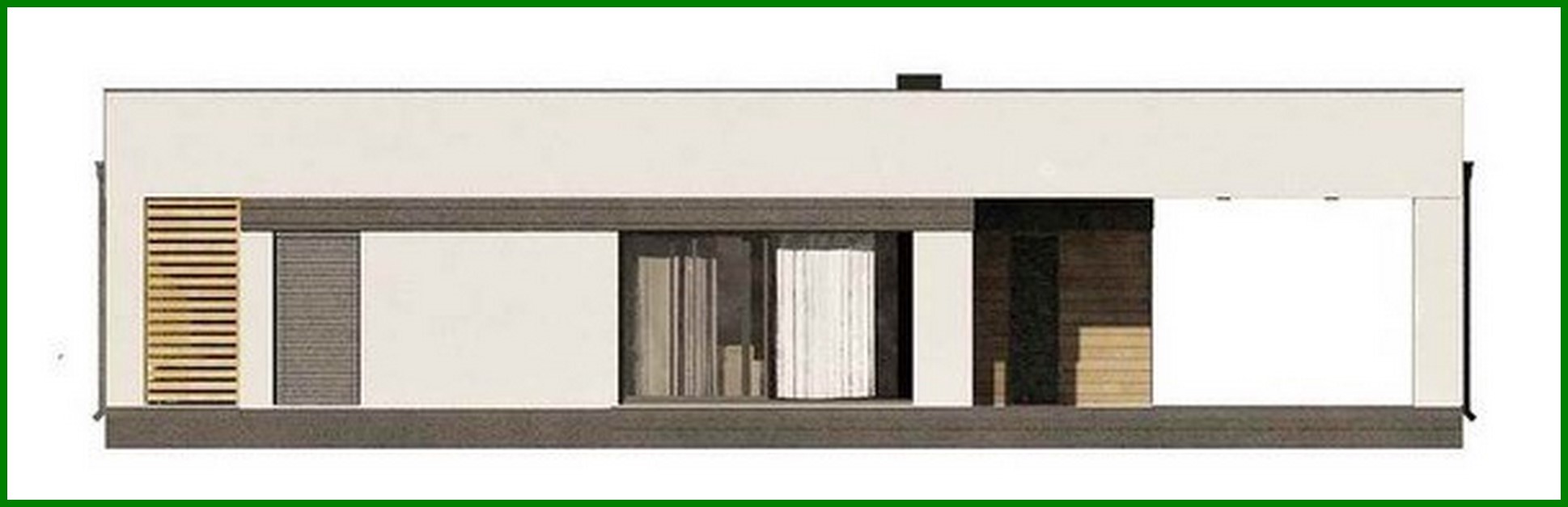 Visualization gallery - High-tech stylish single-storey house project with pool and one-car garage