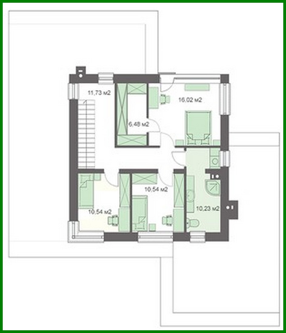 Visualization gallery - Two-storey house with bedroom apartments on the first and second floor