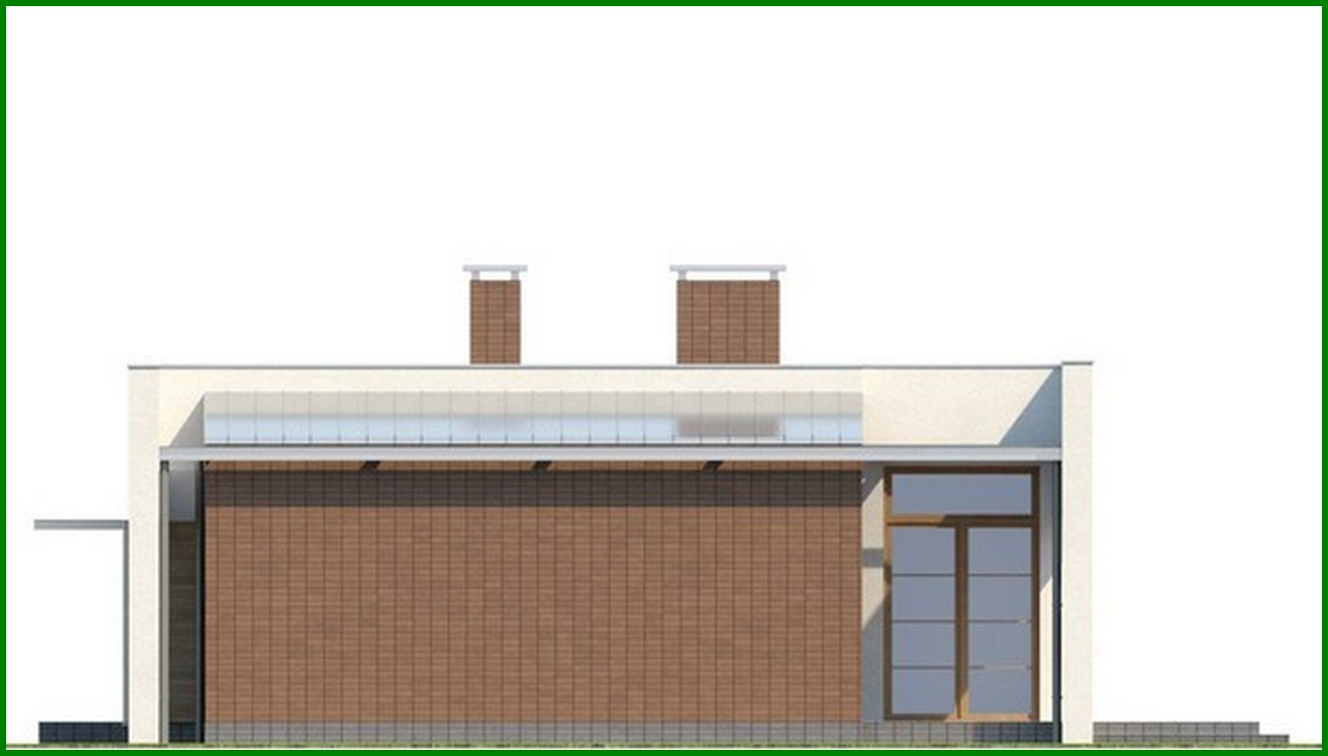 Visualization gallery - The project of a one-story house with a flat roof, with a bright functional interior and a garage