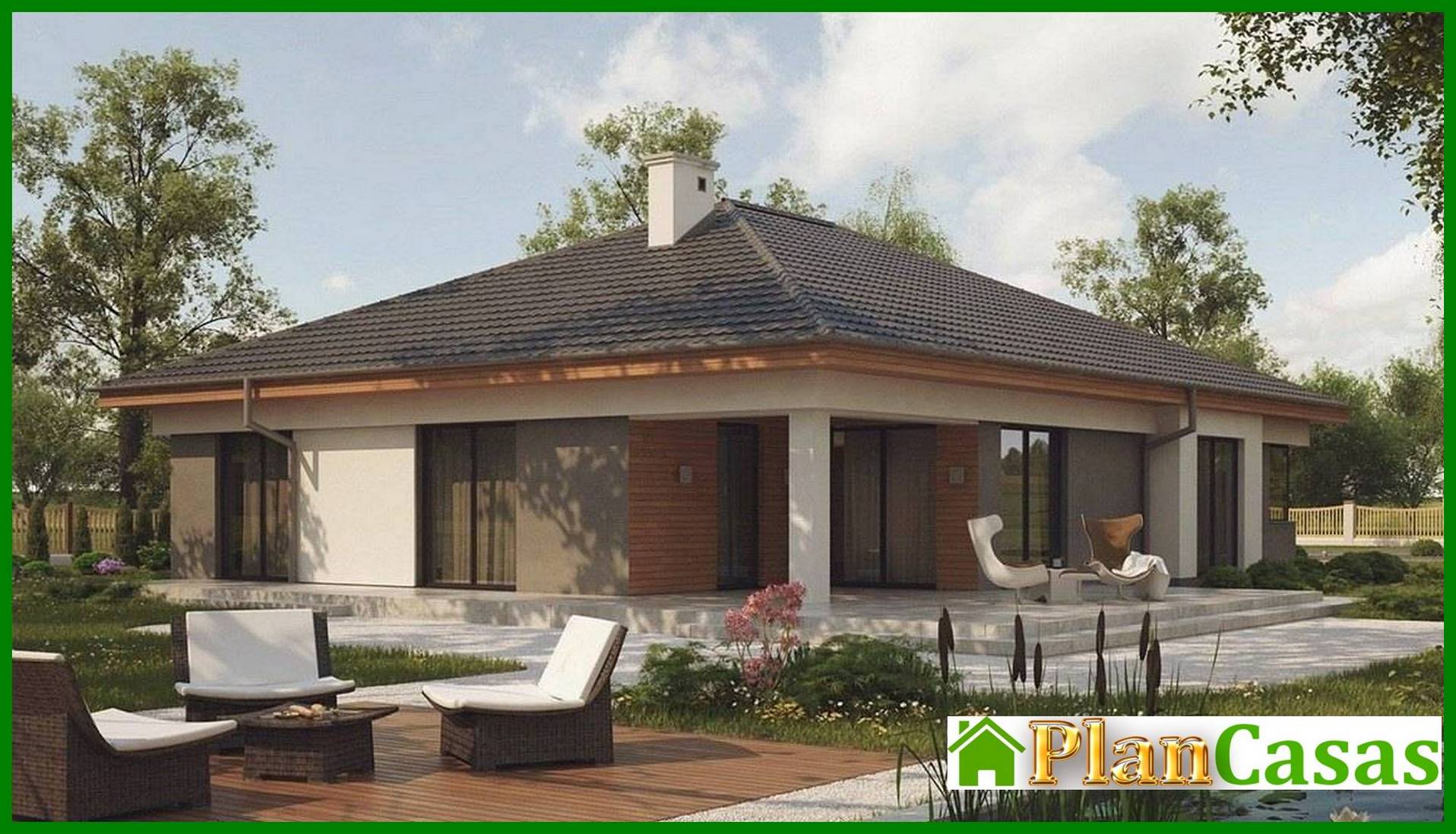 Visualization gallery - One-storey house project with bay window and terrace