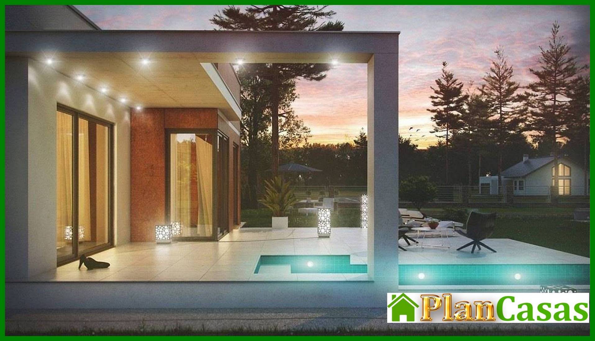 Visualization gallery - Project of a modern house with a flat roof and a garage for two cars