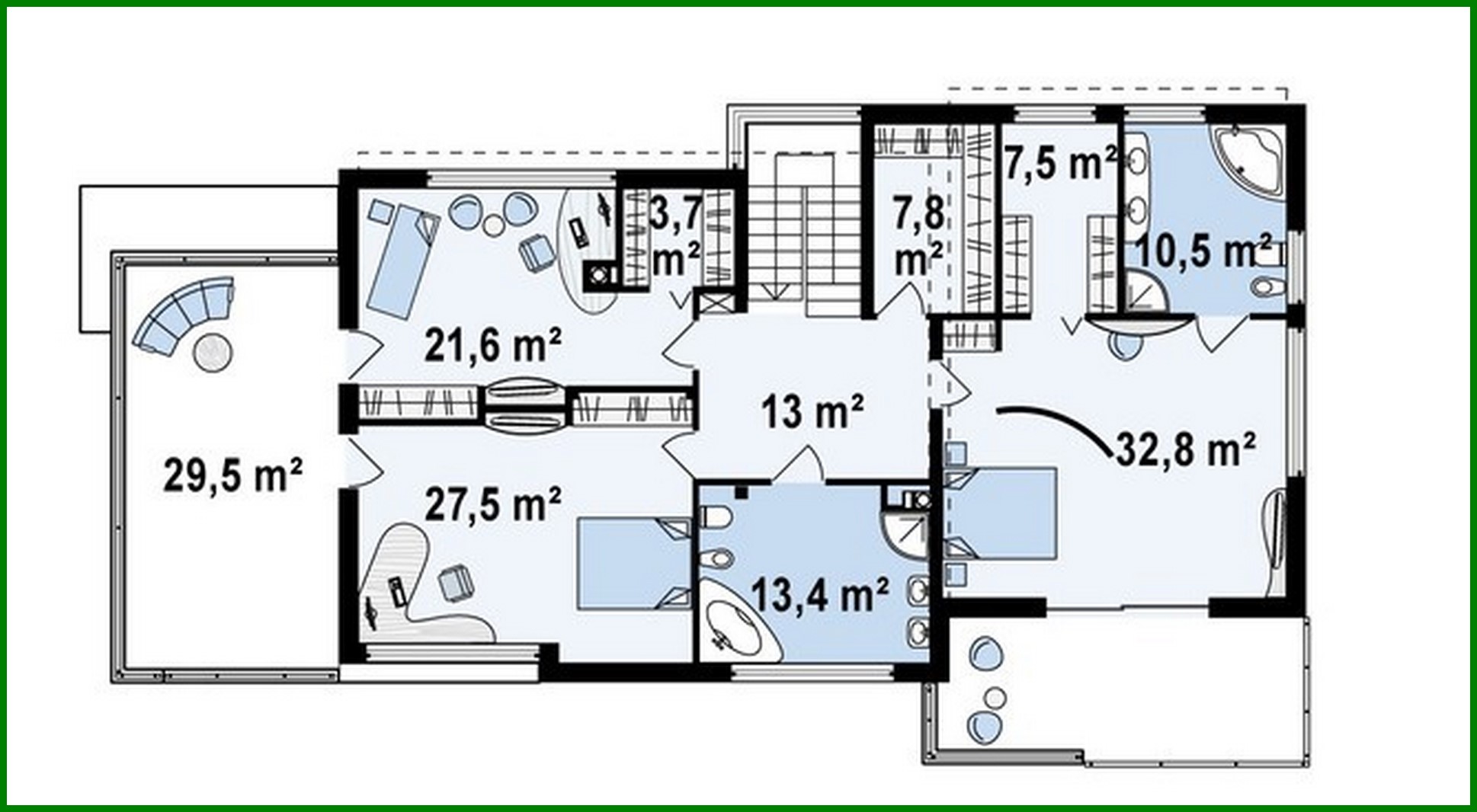 Visualization gallery - The project of a cottage with a garage for two cars