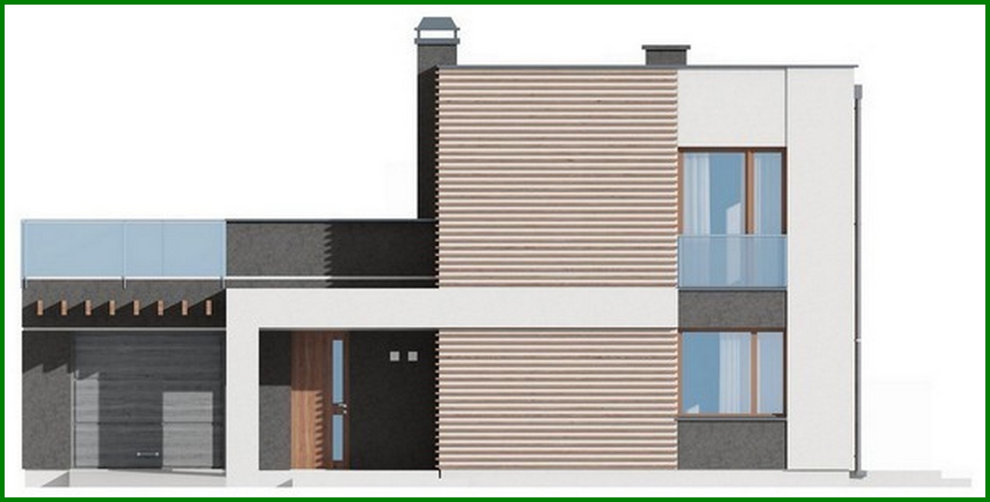 Visualization gallery - Modern project of a two-story cottage with a garage