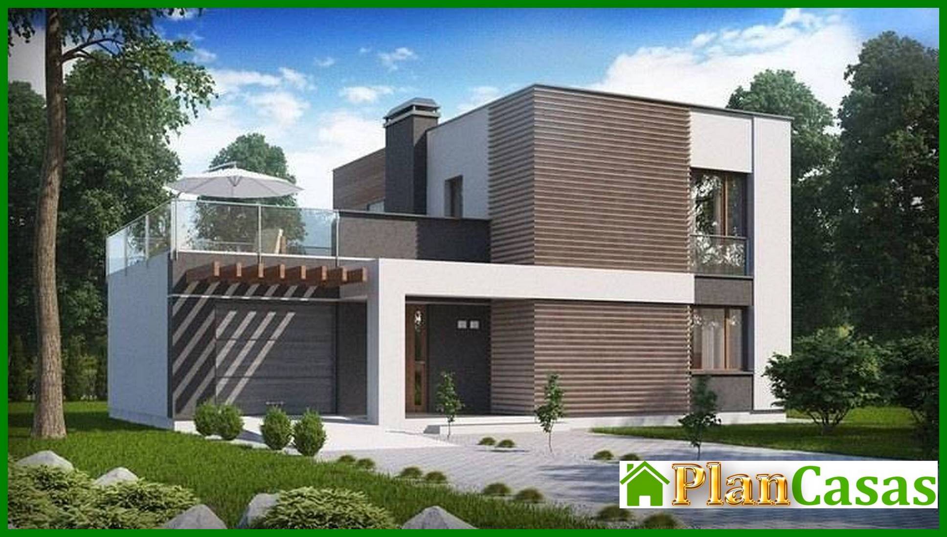Modern project of a two-story cottage with a garage house plan