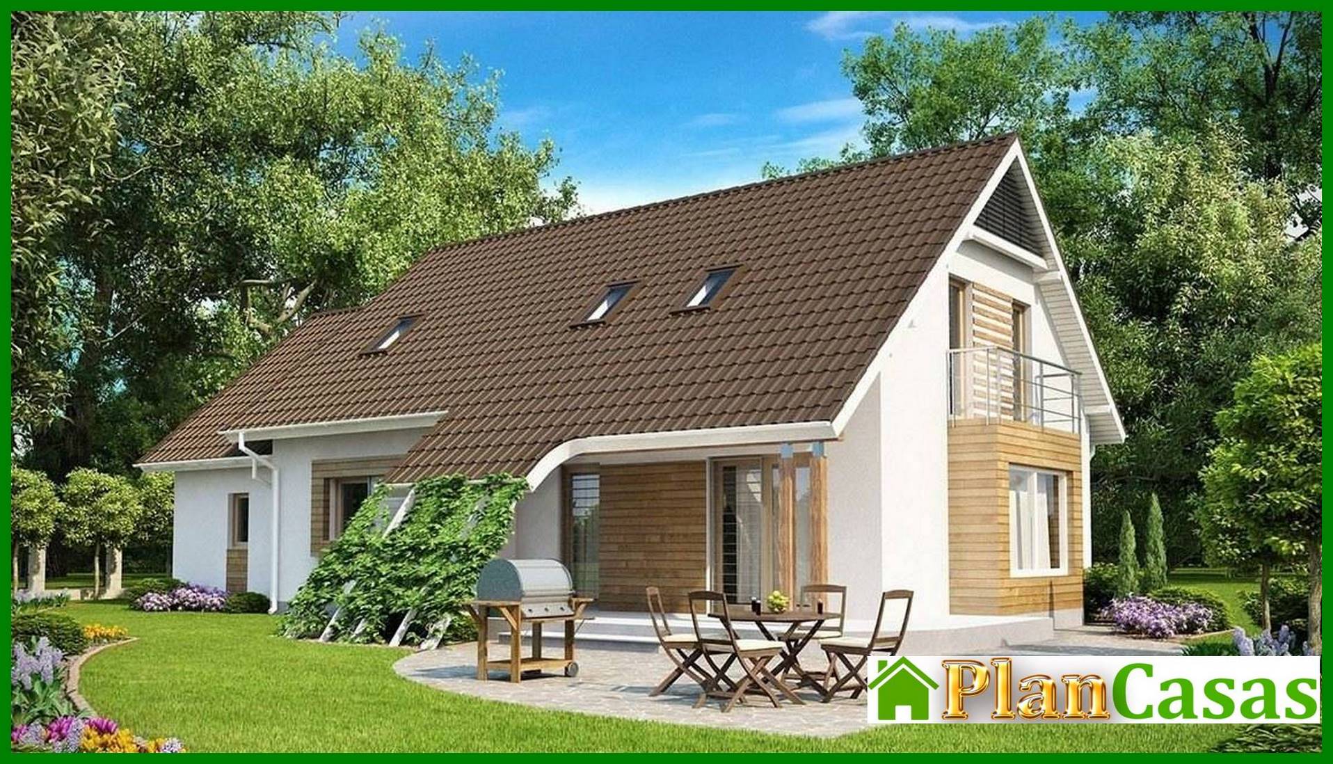 Project of a large house with an attic and a garage house plan