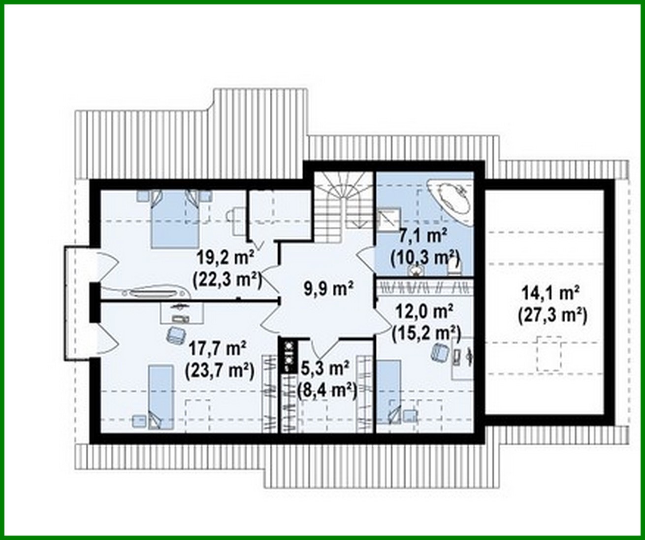 Visualization gallery - Project of a large house with an attic and a garage