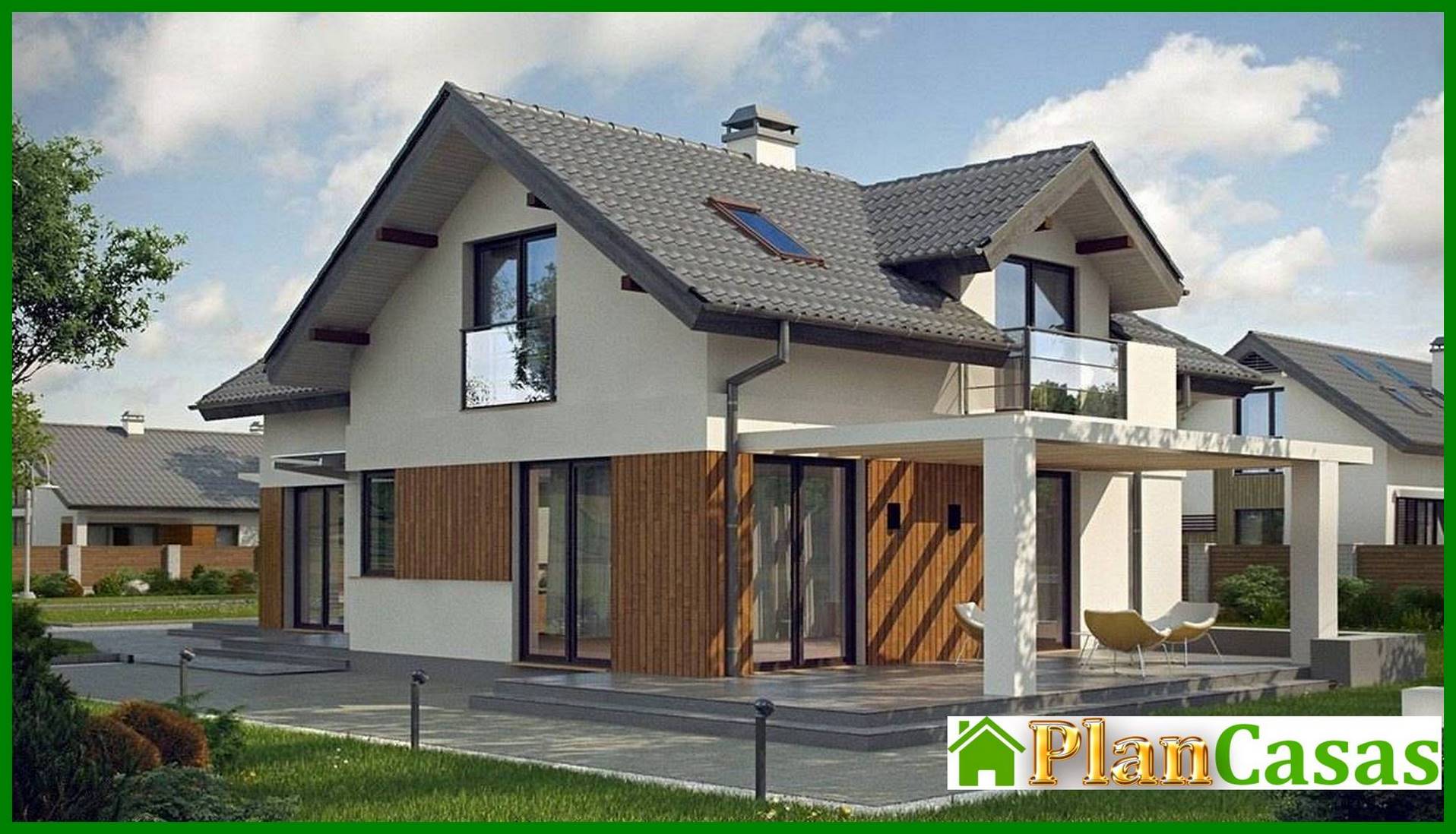 Visualization gallery - Project of a house with an attic and an additional room on the ground floor