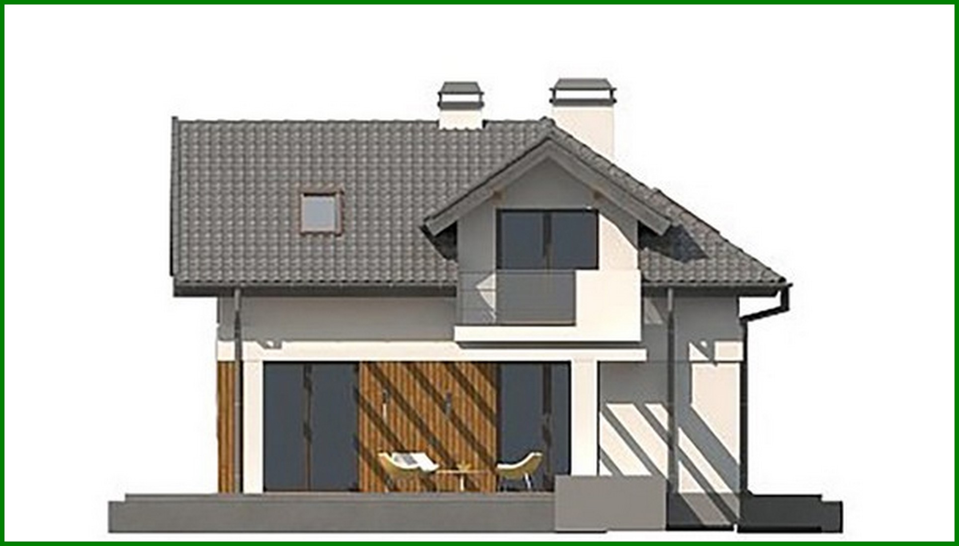 Visualization gallery - Project of a house with an attic and an additional room on the ground floor