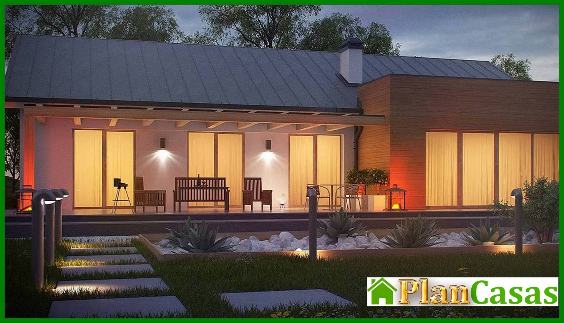 Visualization gallery - The project of a single-storey house of a simple form with a garage for two cars