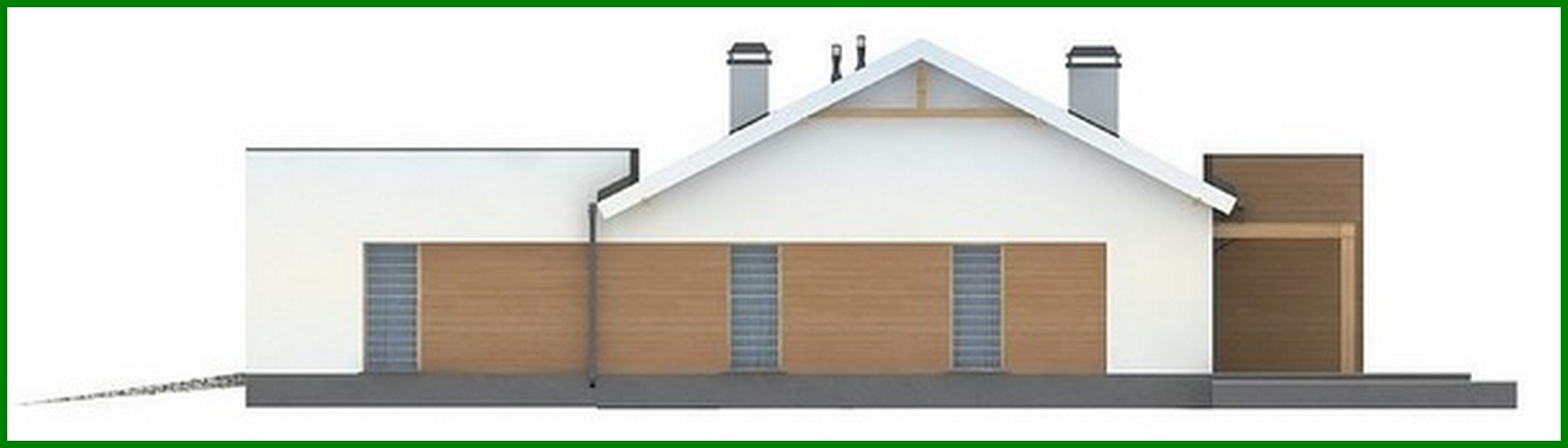 Visualization gallery - The project of a single-storey house of a simple form with a garage for two cars