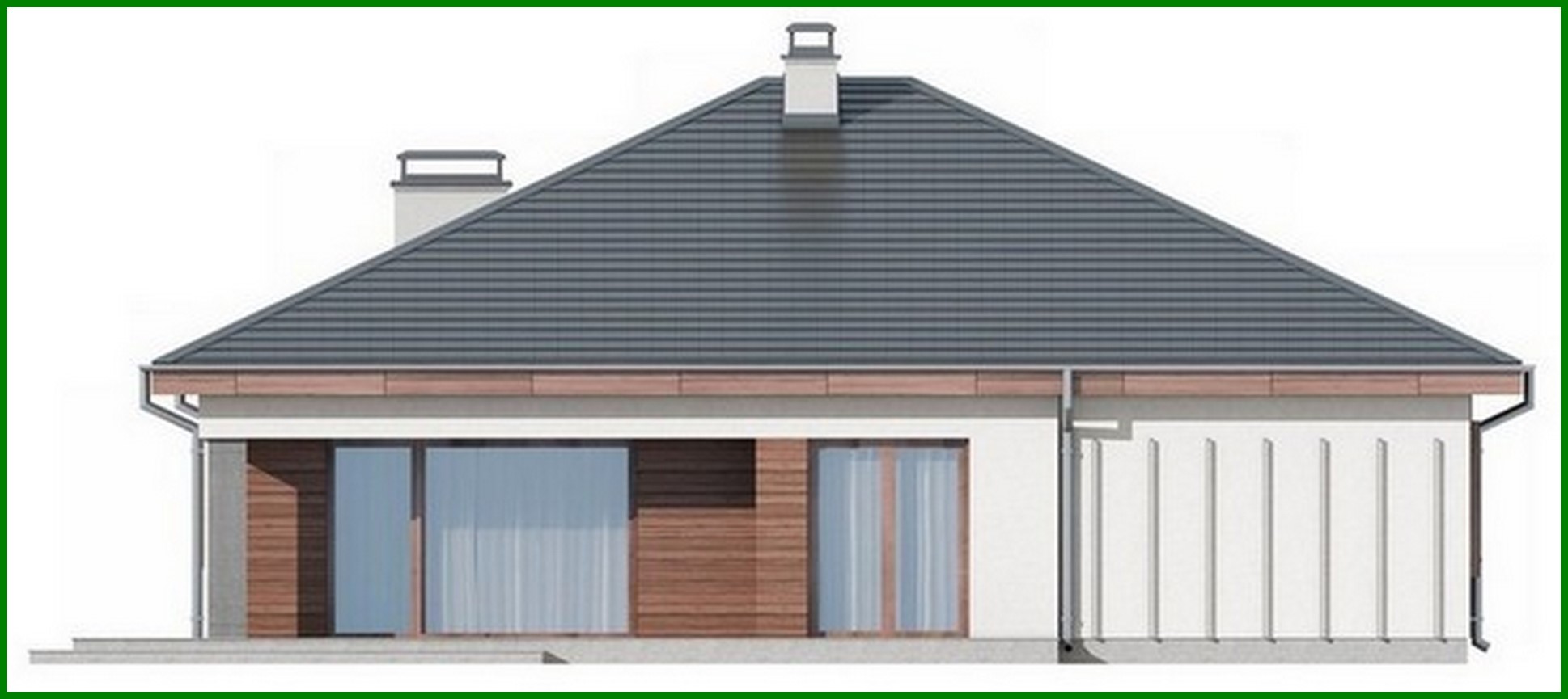 Visualization gallery - Single-storey cottage project with frontal garage